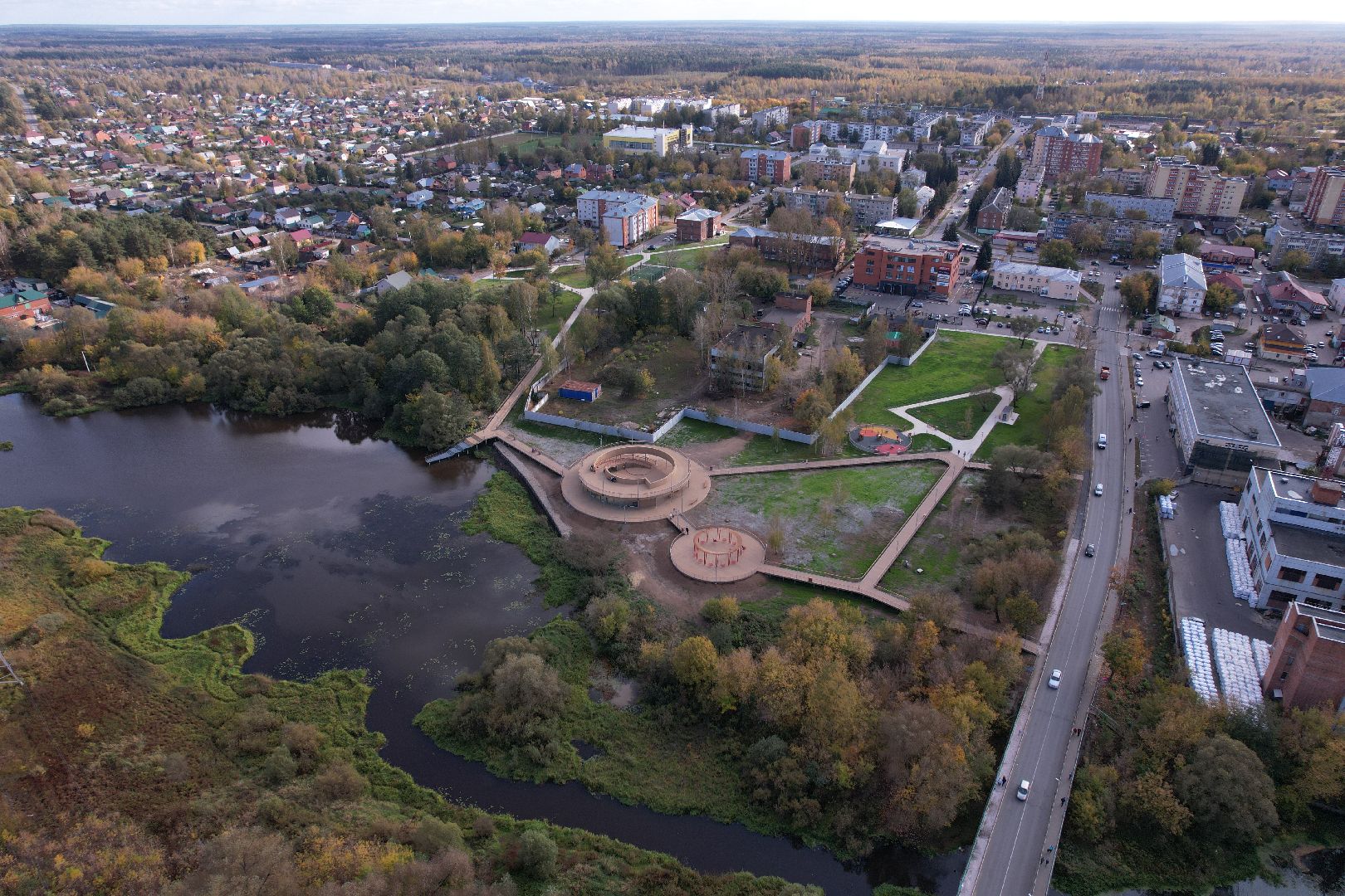 парк, видео с коптера, орехово-зуево,