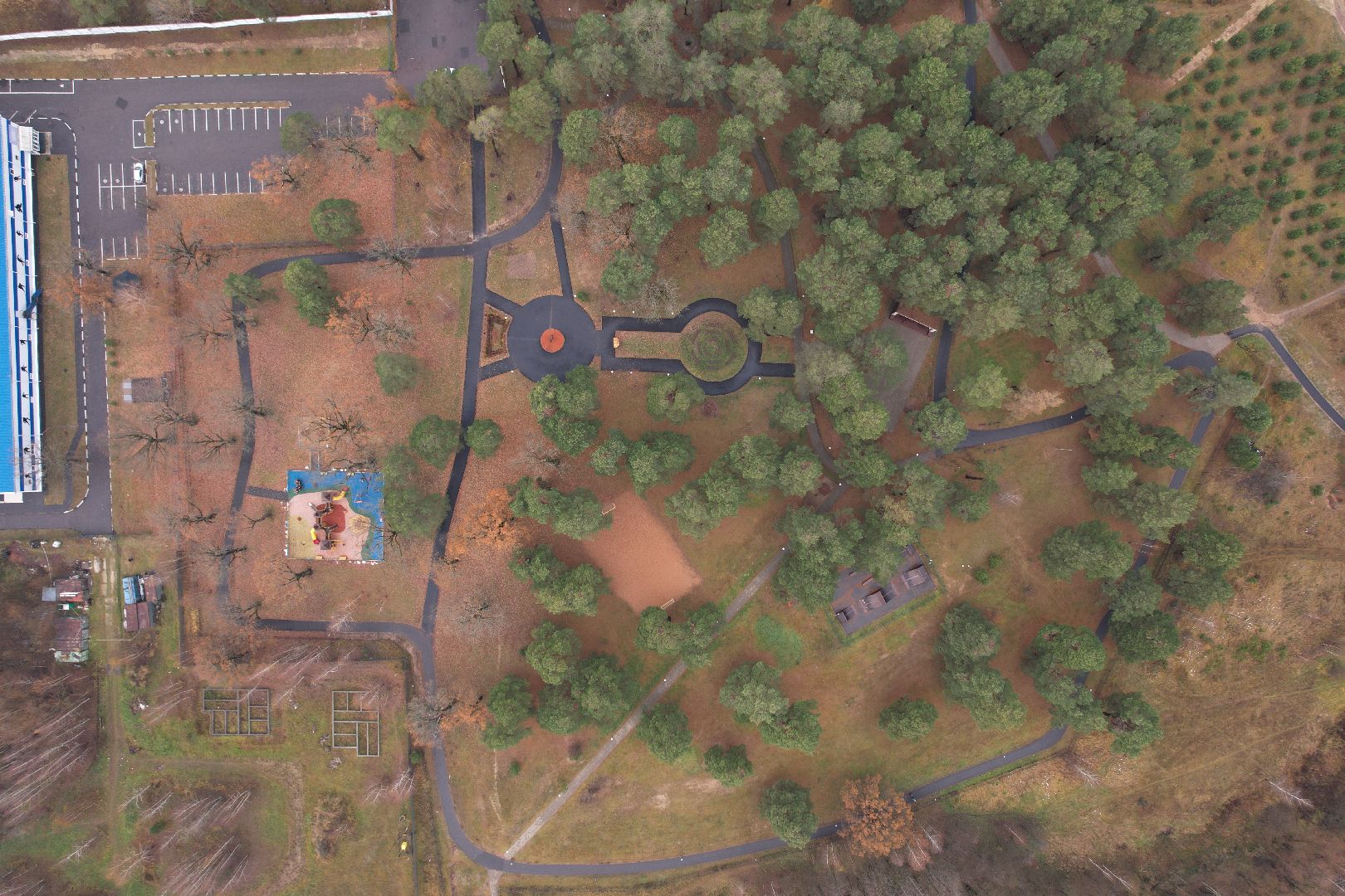 видео с коптера, дубки, озеры, парк,