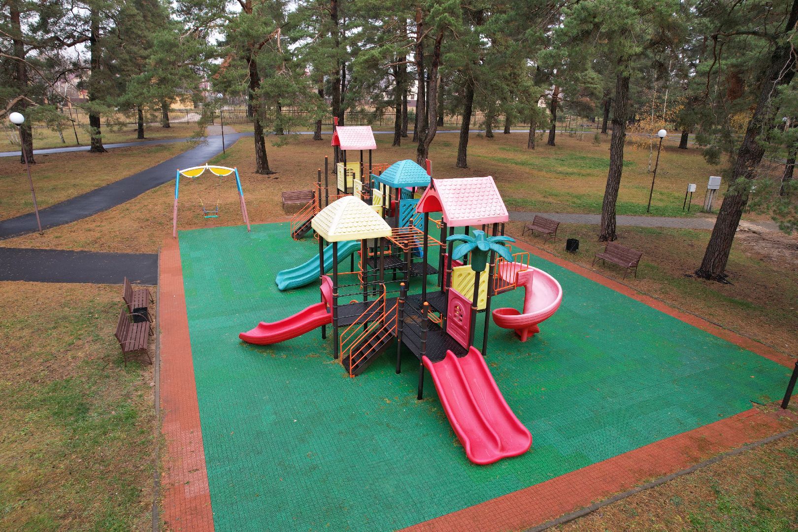 видео с коптера, дубки, озеры, парк,