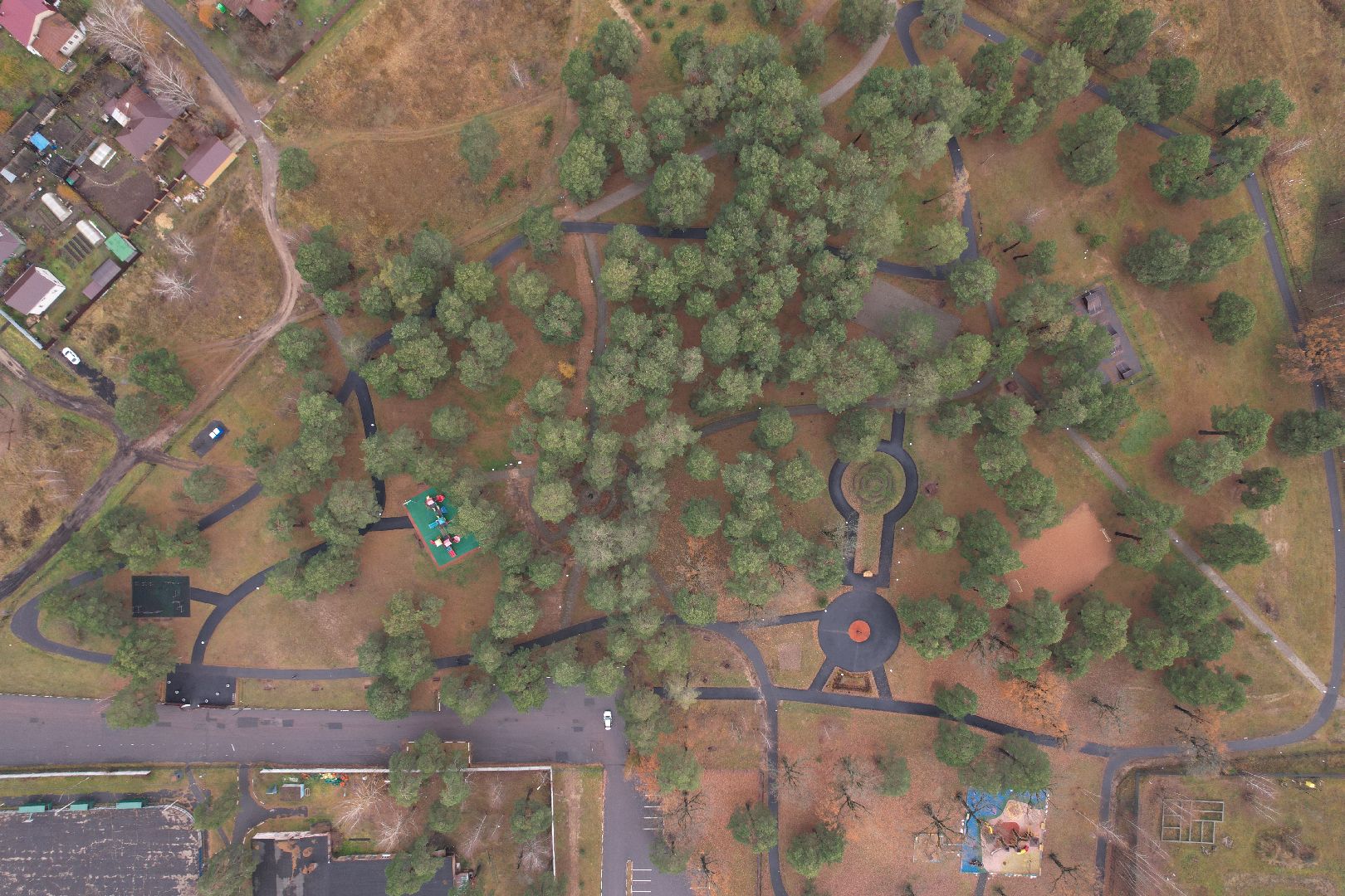 видео с коптера, дубки, озеры, парк,