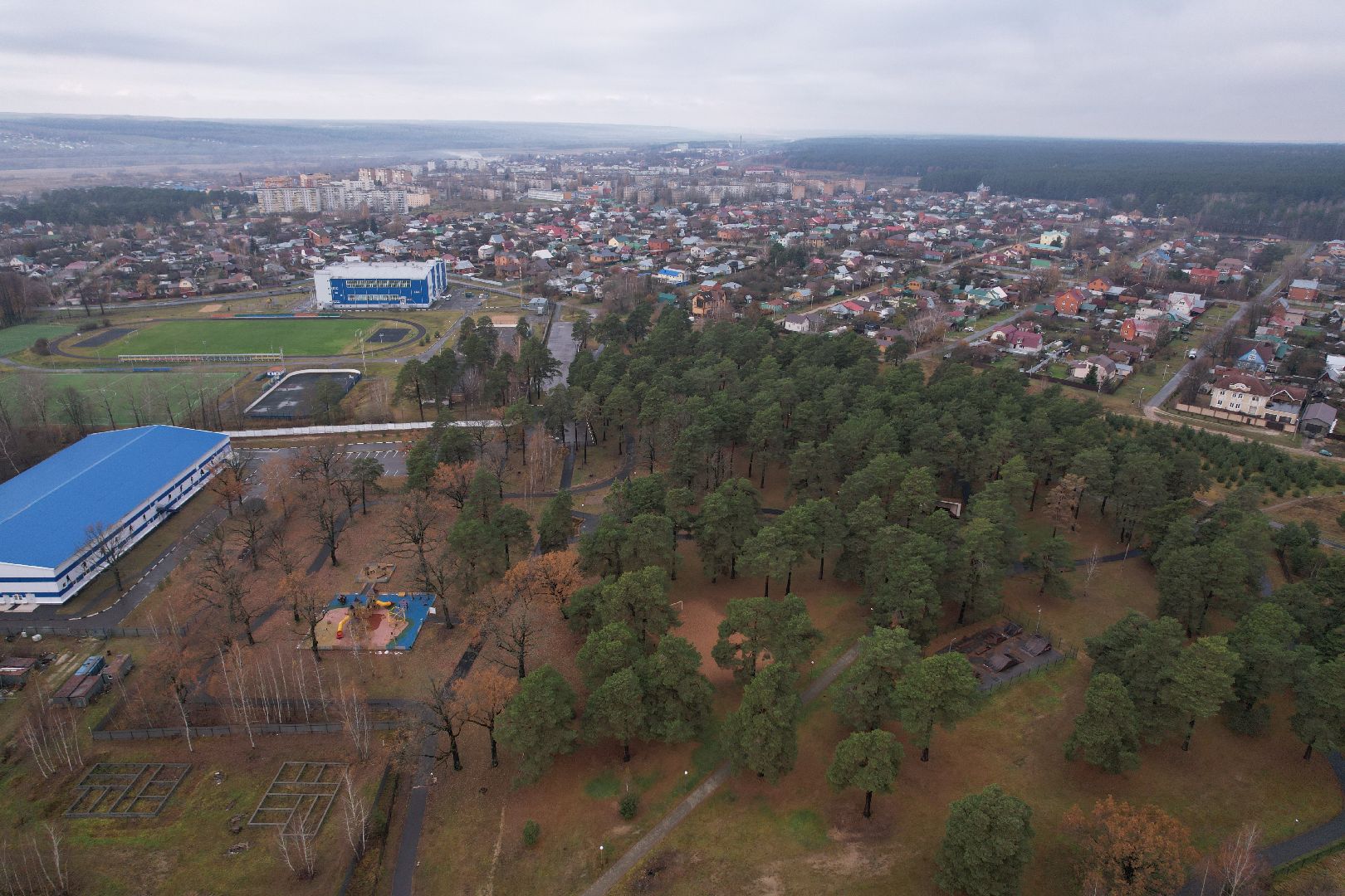 видео с коптера, дубки, озеры, парк,