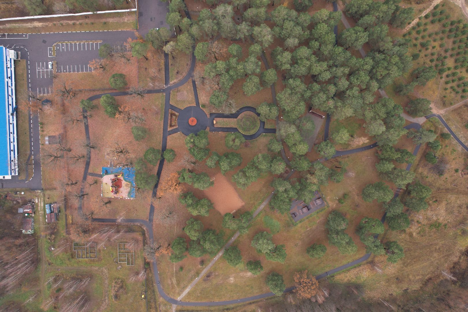 видео с коптера, дубки, озеры, парк,