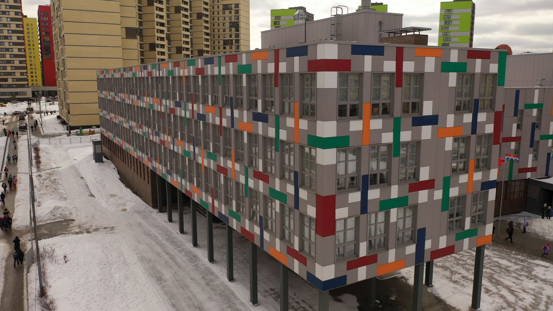 видео с коптера, мытищи, гимназия,