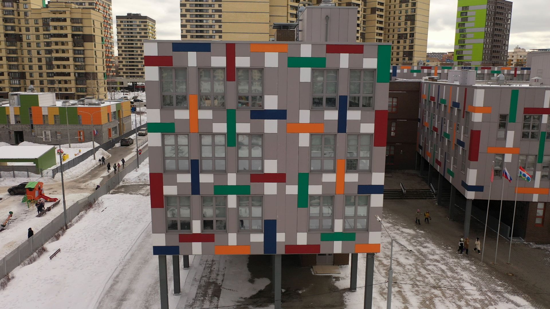 видео с коптера, мытищи, гимназия,