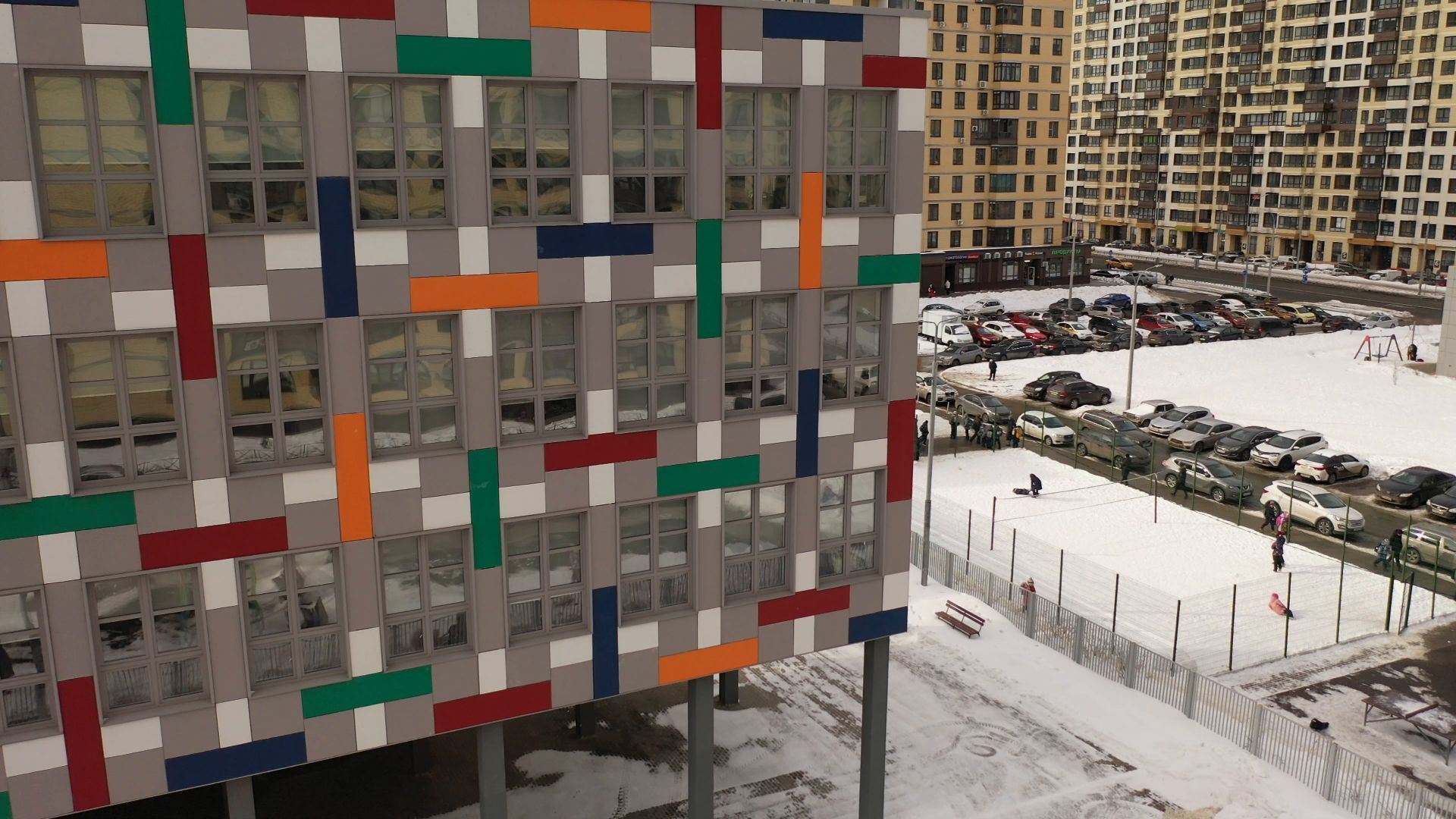 видео с коптера, мытищи, гимназия,