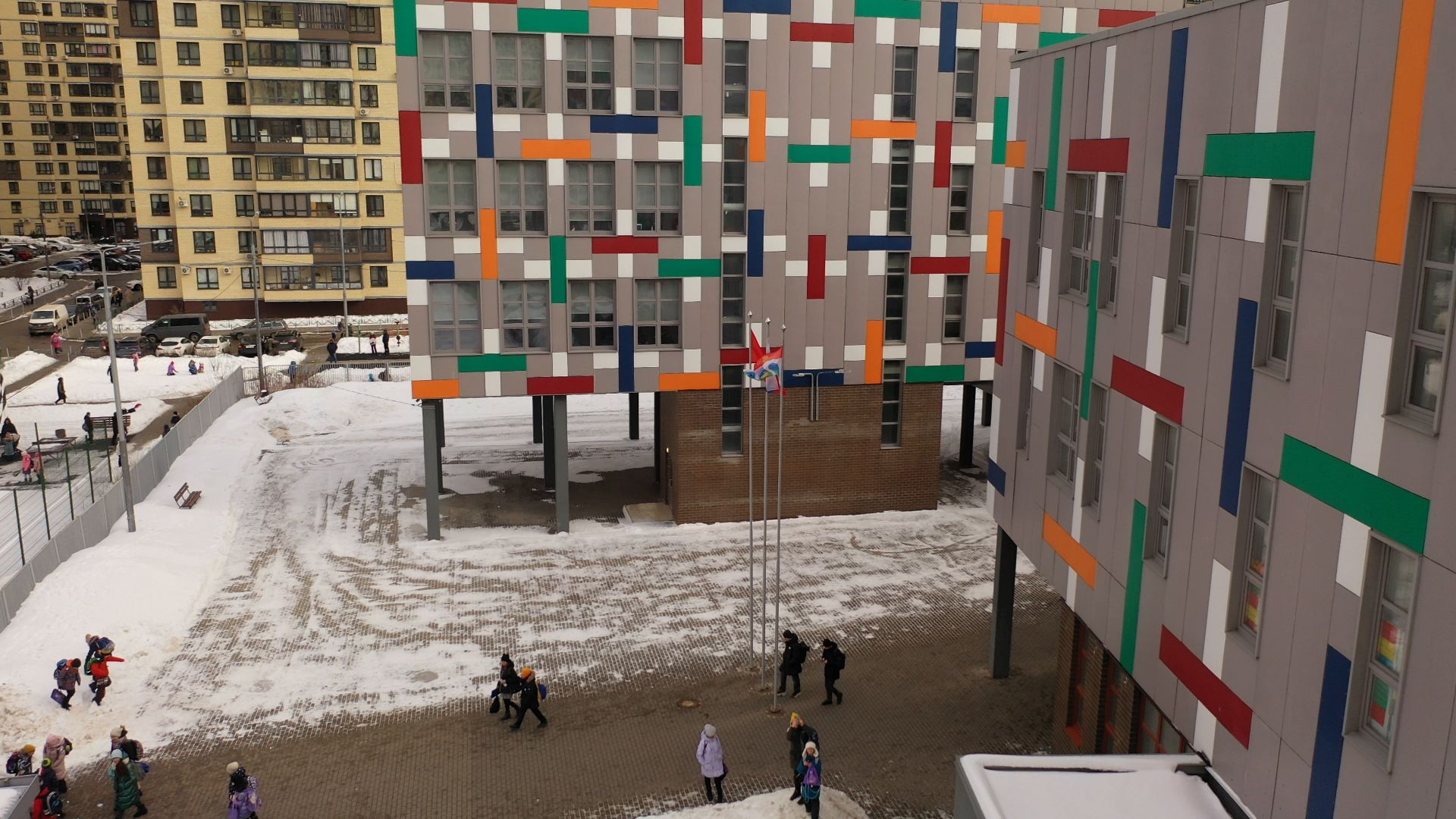 видео с коптера, мытищи, гимназия,