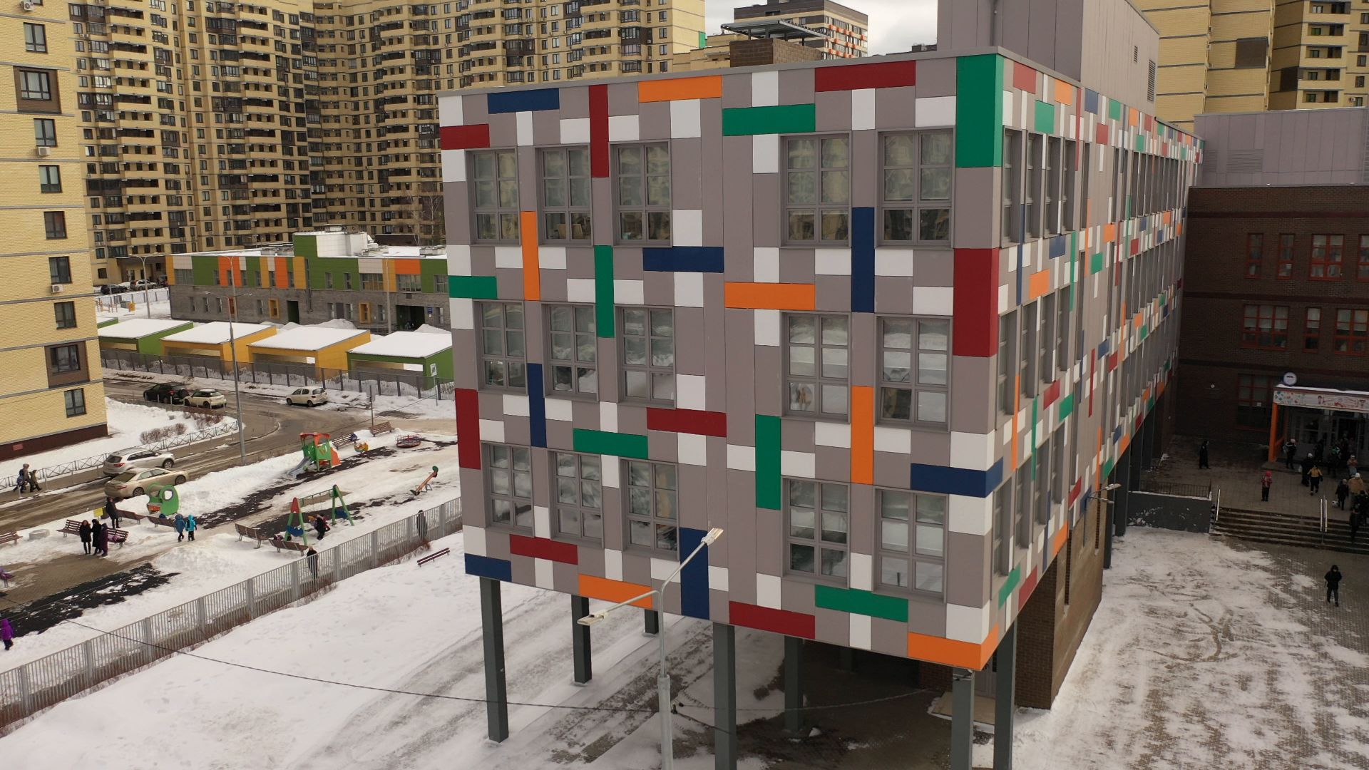 видео с коптера, мытищи, гимназия,