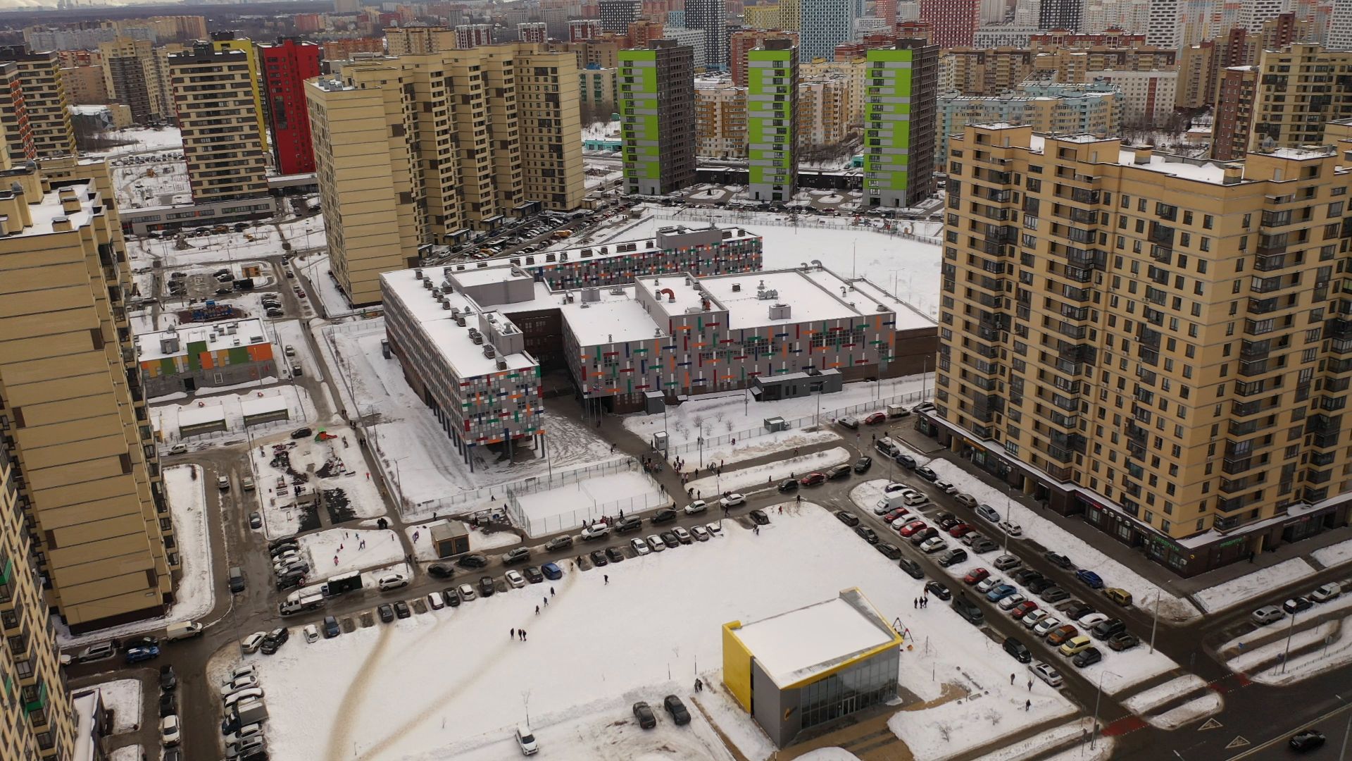 видео с коптера, мытищи, гимназия,