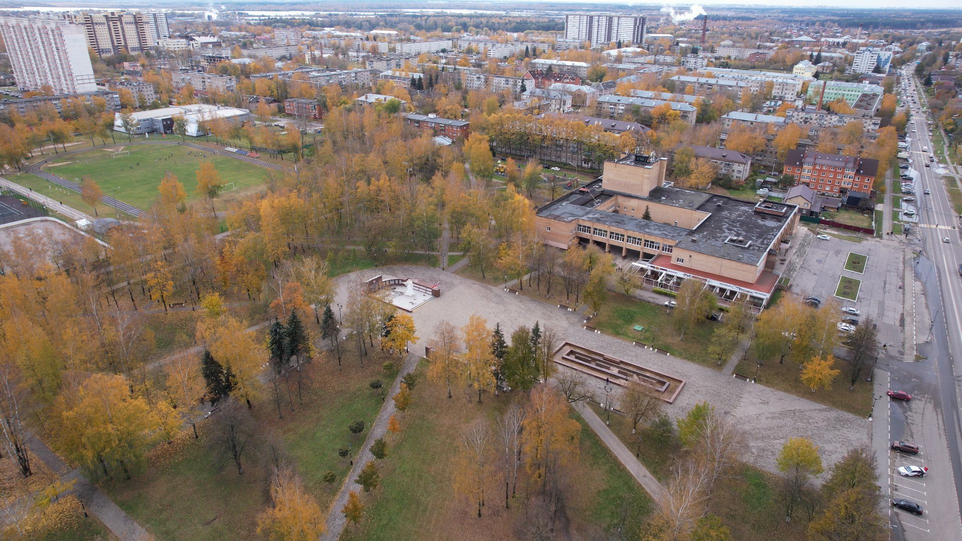 видео с коптера, сквер, старая купавна,