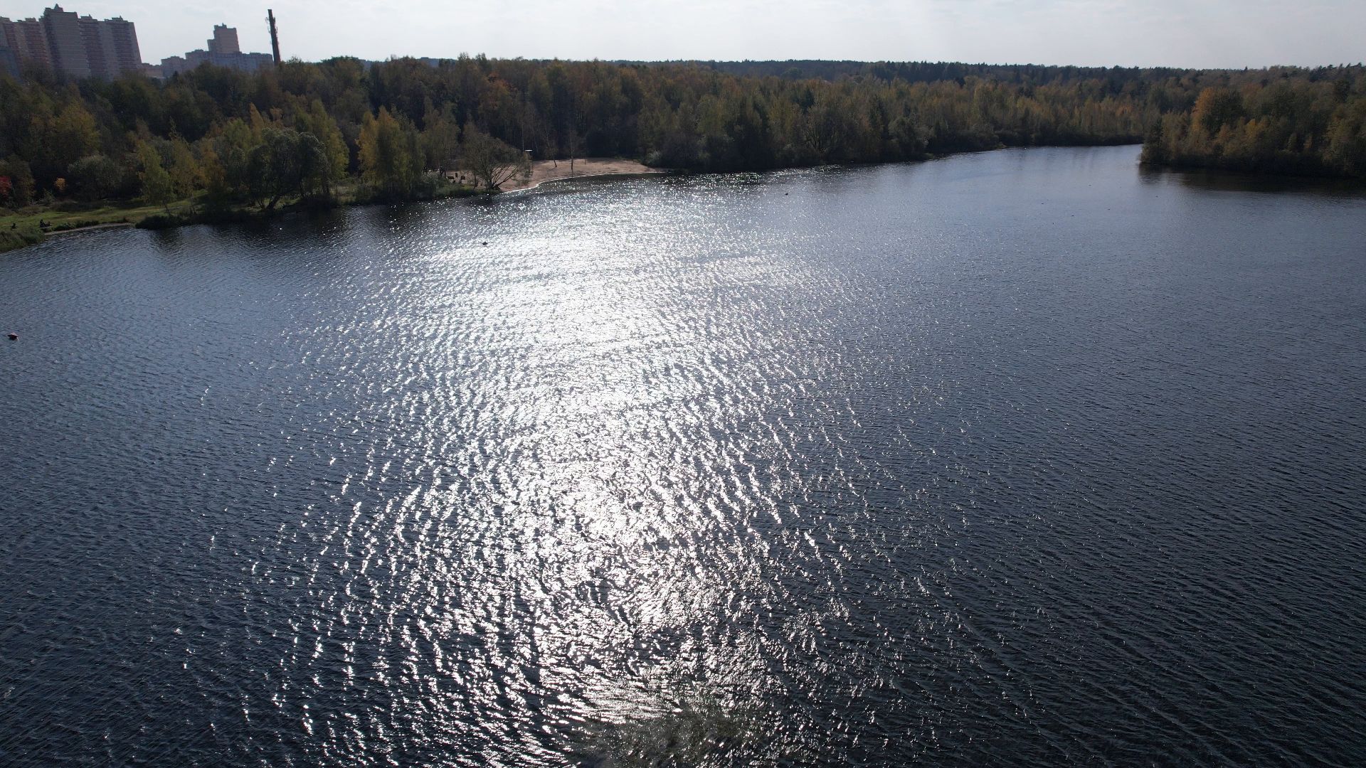 Фрязино, видео с коптера, озеро, пляж,