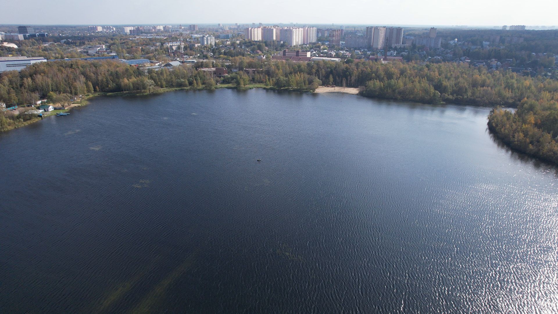 Фрязино, видео с коптера, озеро, пляж,