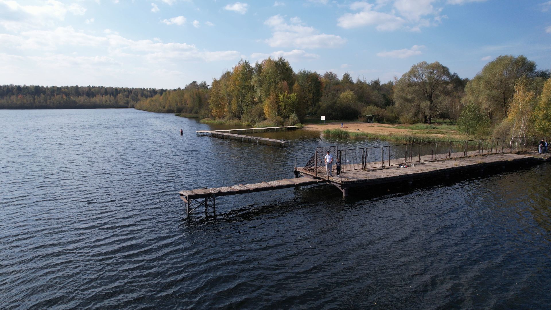 Фрязино, видео с коптера, озеро, пляж,