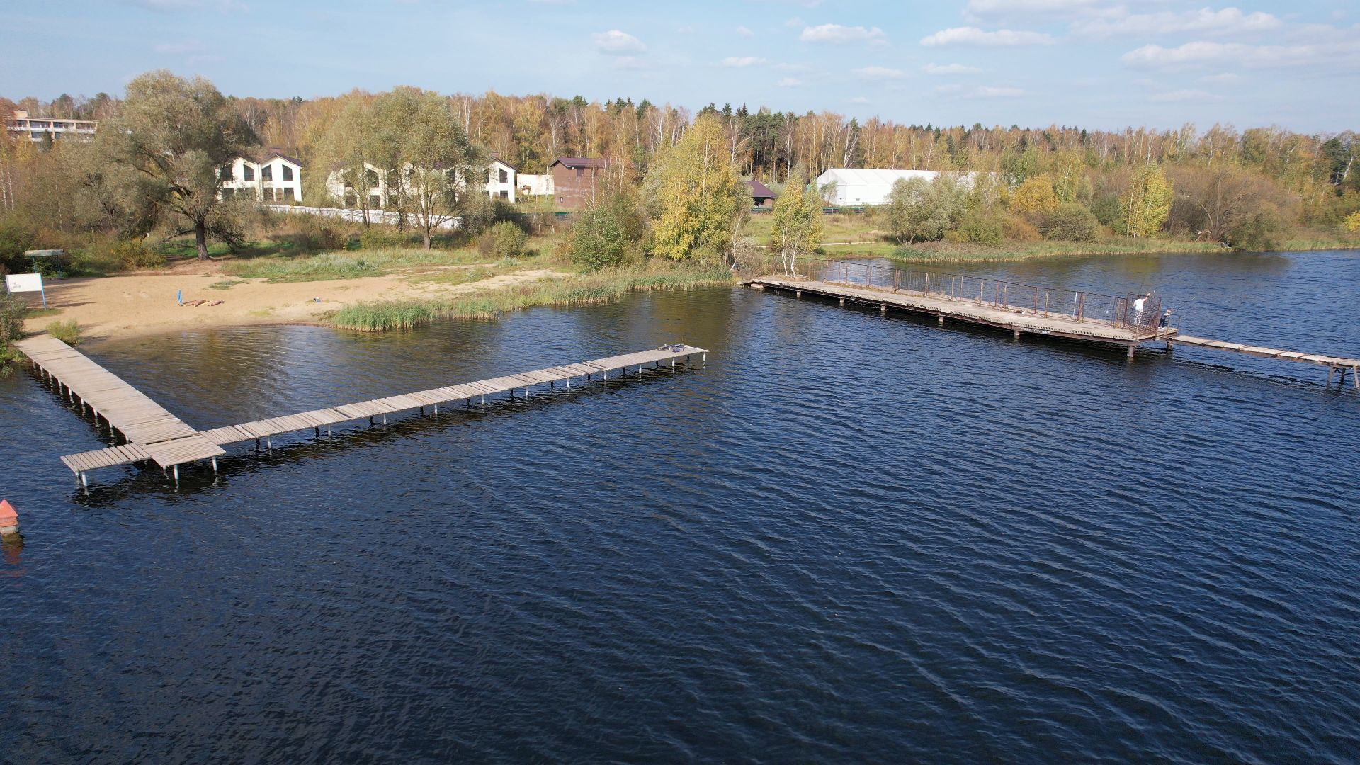 Фрязино, видео с коптера, озеро, пляж,