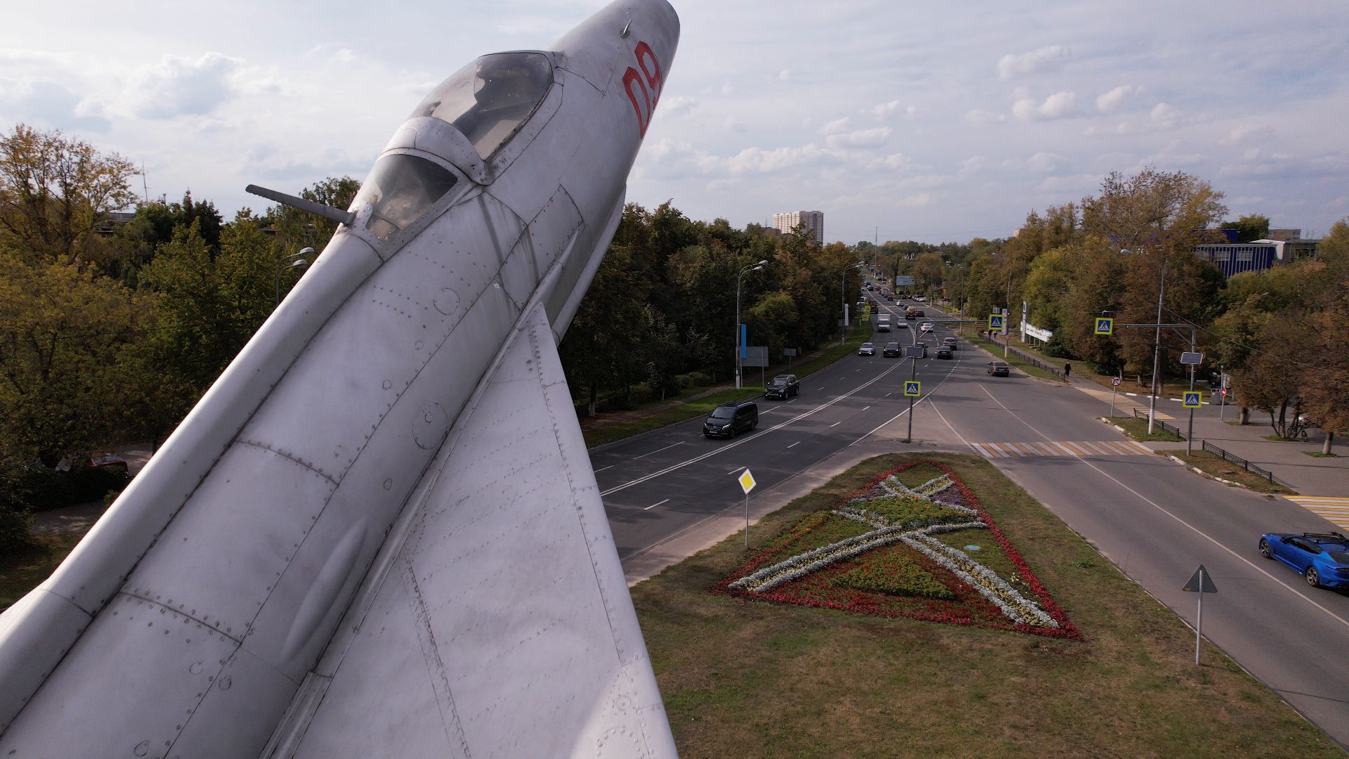 видео с коптера, Жуковский, памятник,