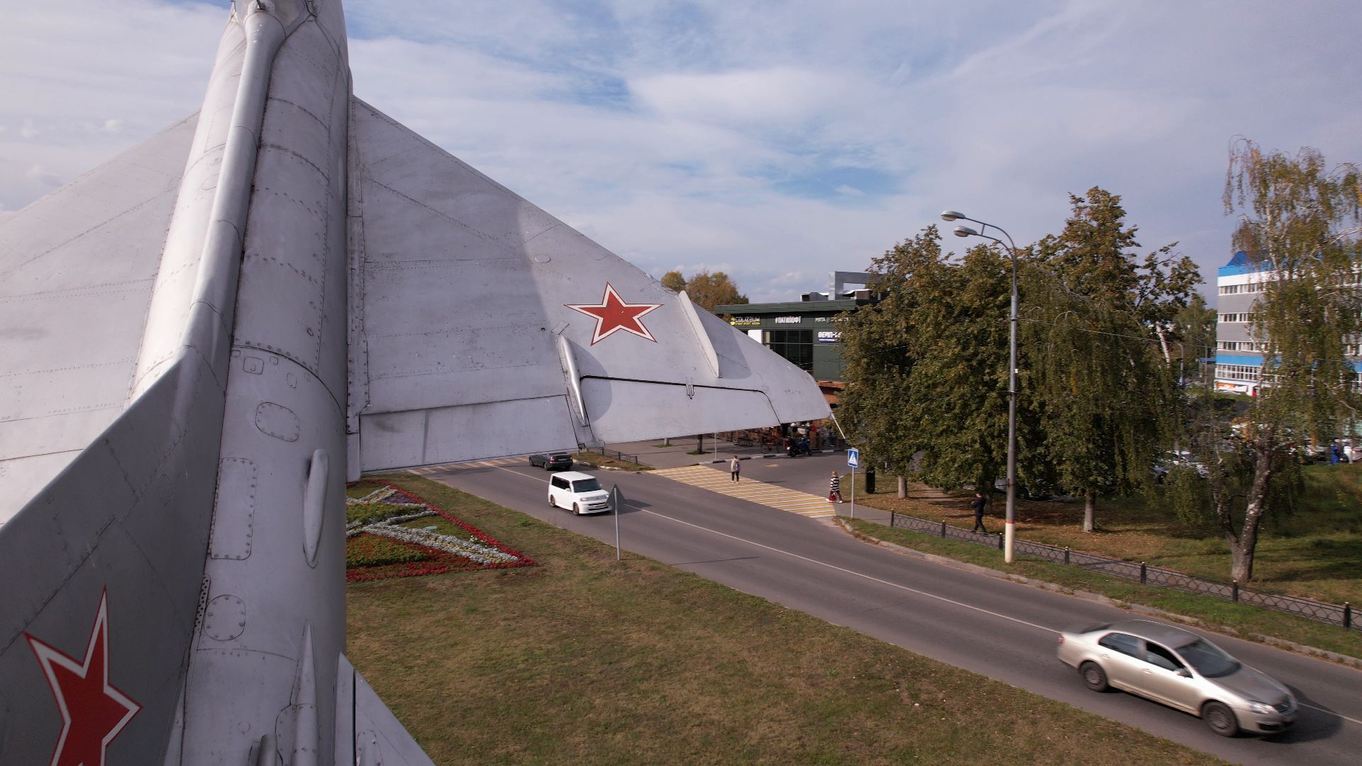 видео с коптера, Жуковский, памятник,
