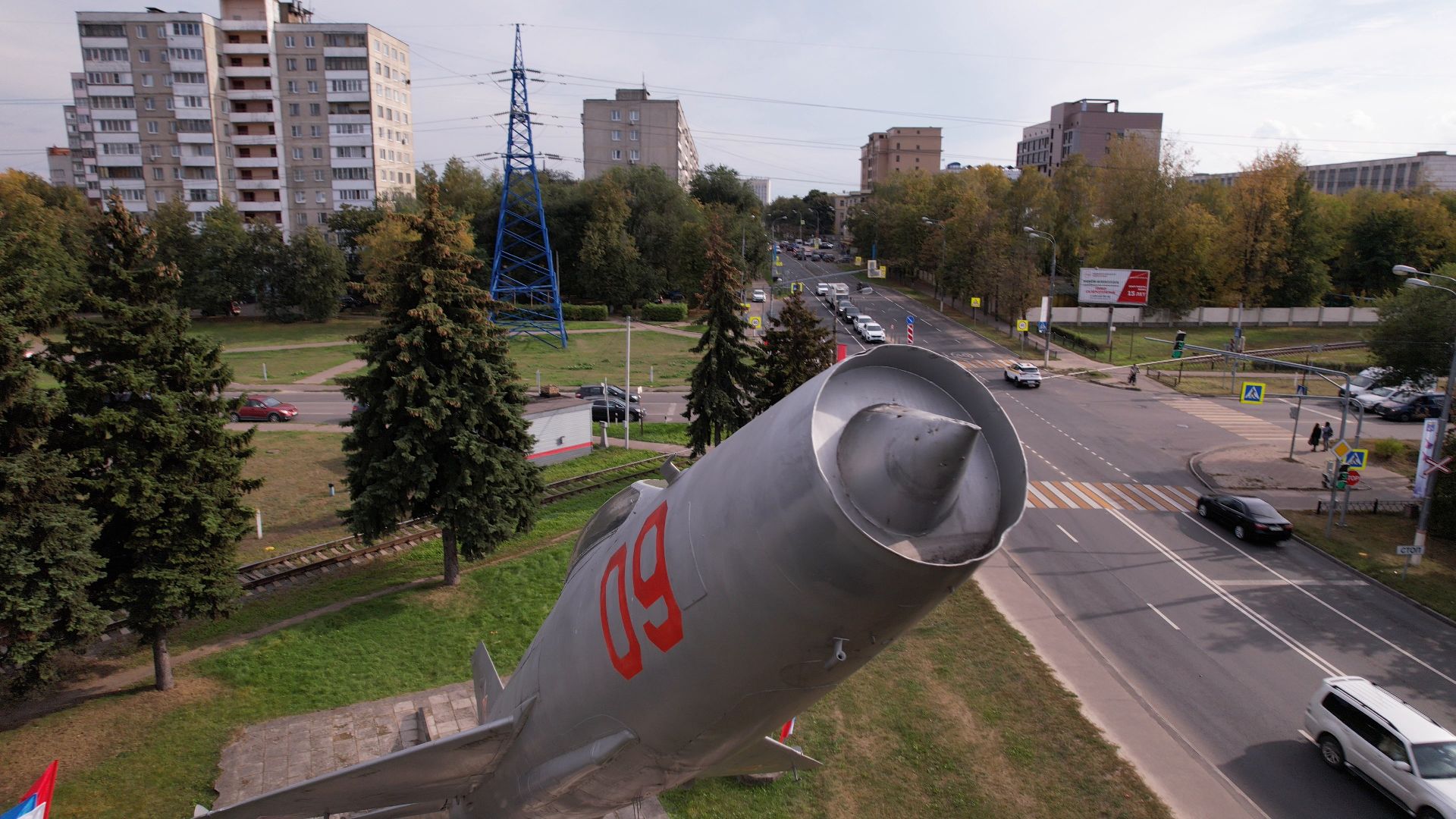 видео с коптера, Жуковский, памятник,