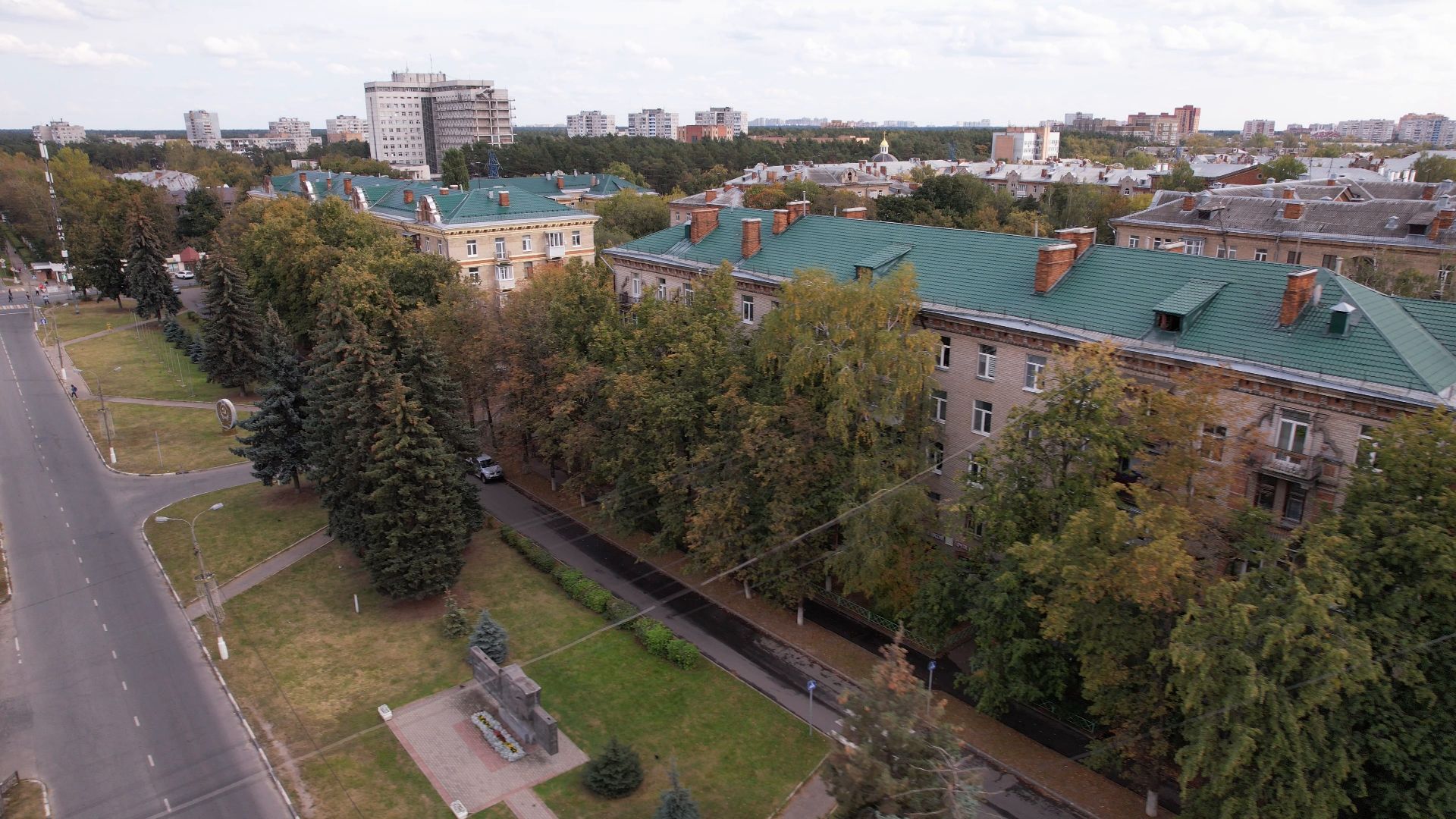 видео с коптера, Жуковский, памятник,