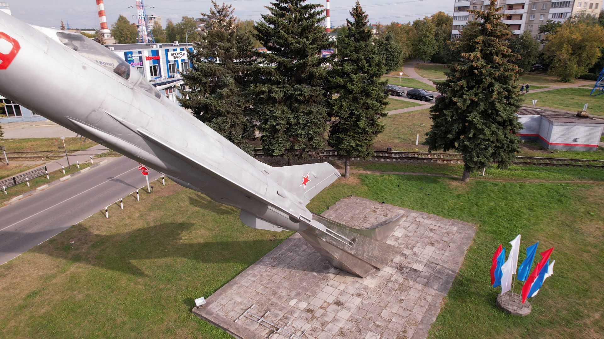 видео с коптера, Жуковский, памятник,