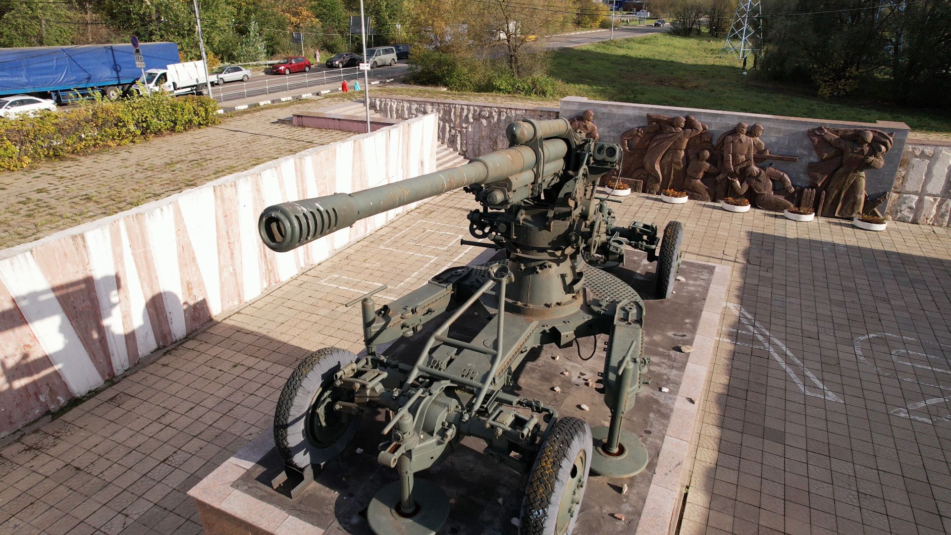 видео с коптера, Лобня, вов, памятник,