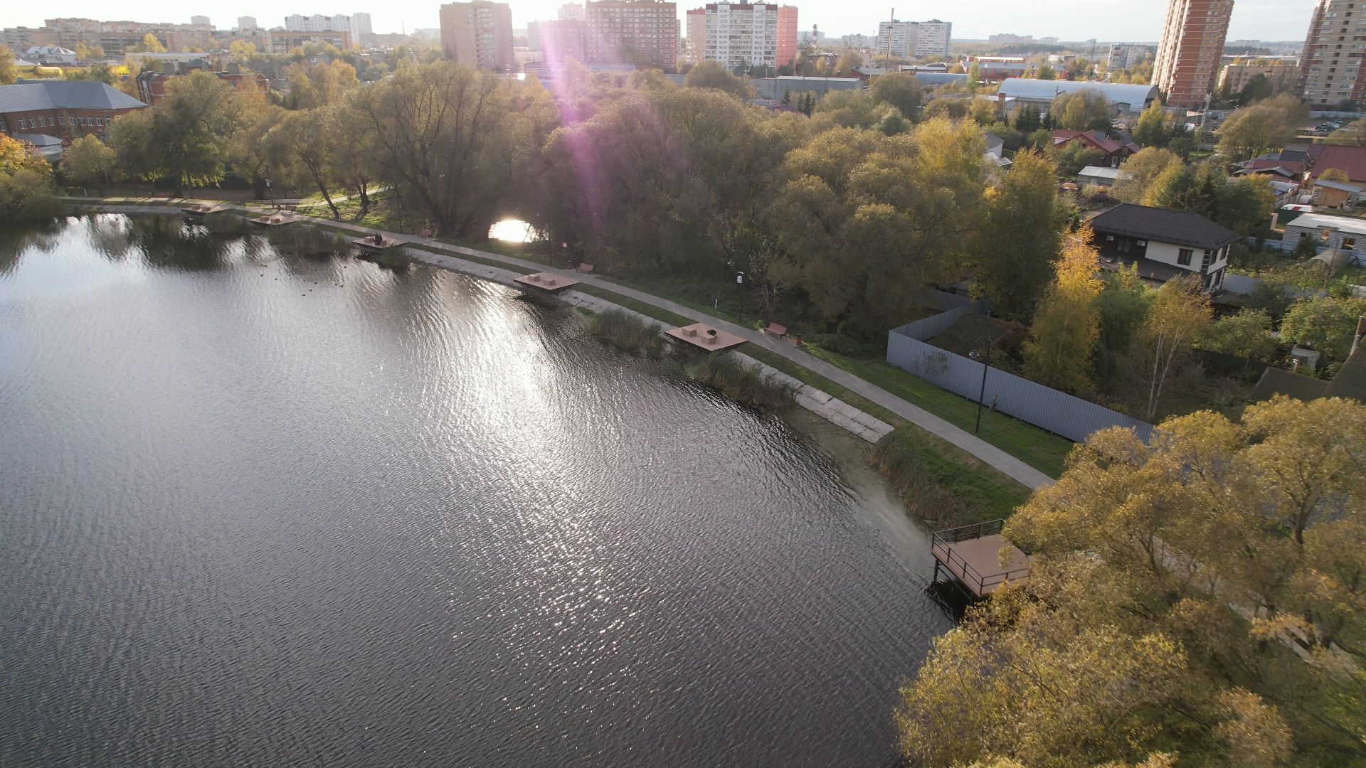 Лобня, Киово, видео с коптера, благоустройство, парк,