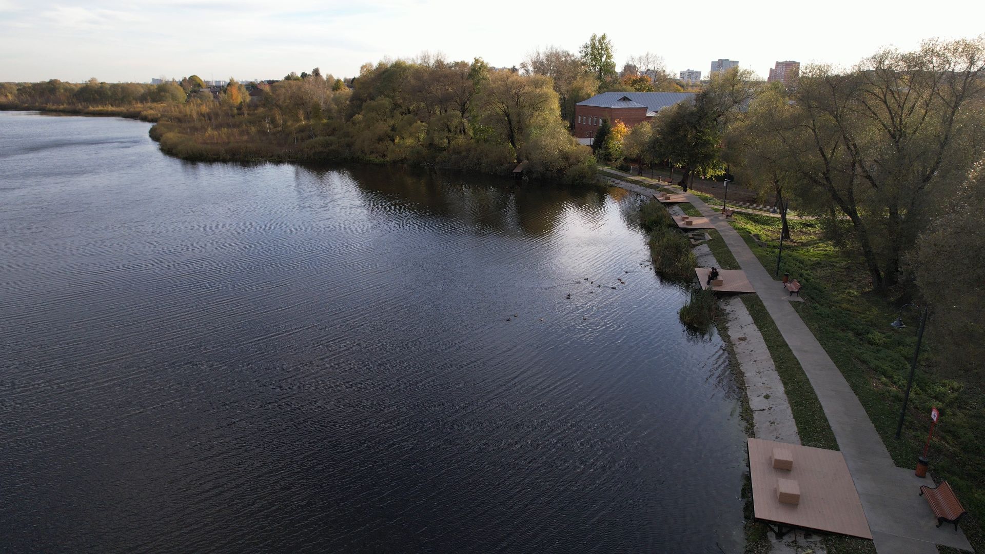 Лобня, Киово, видео с коптера, благоустройство, парк,