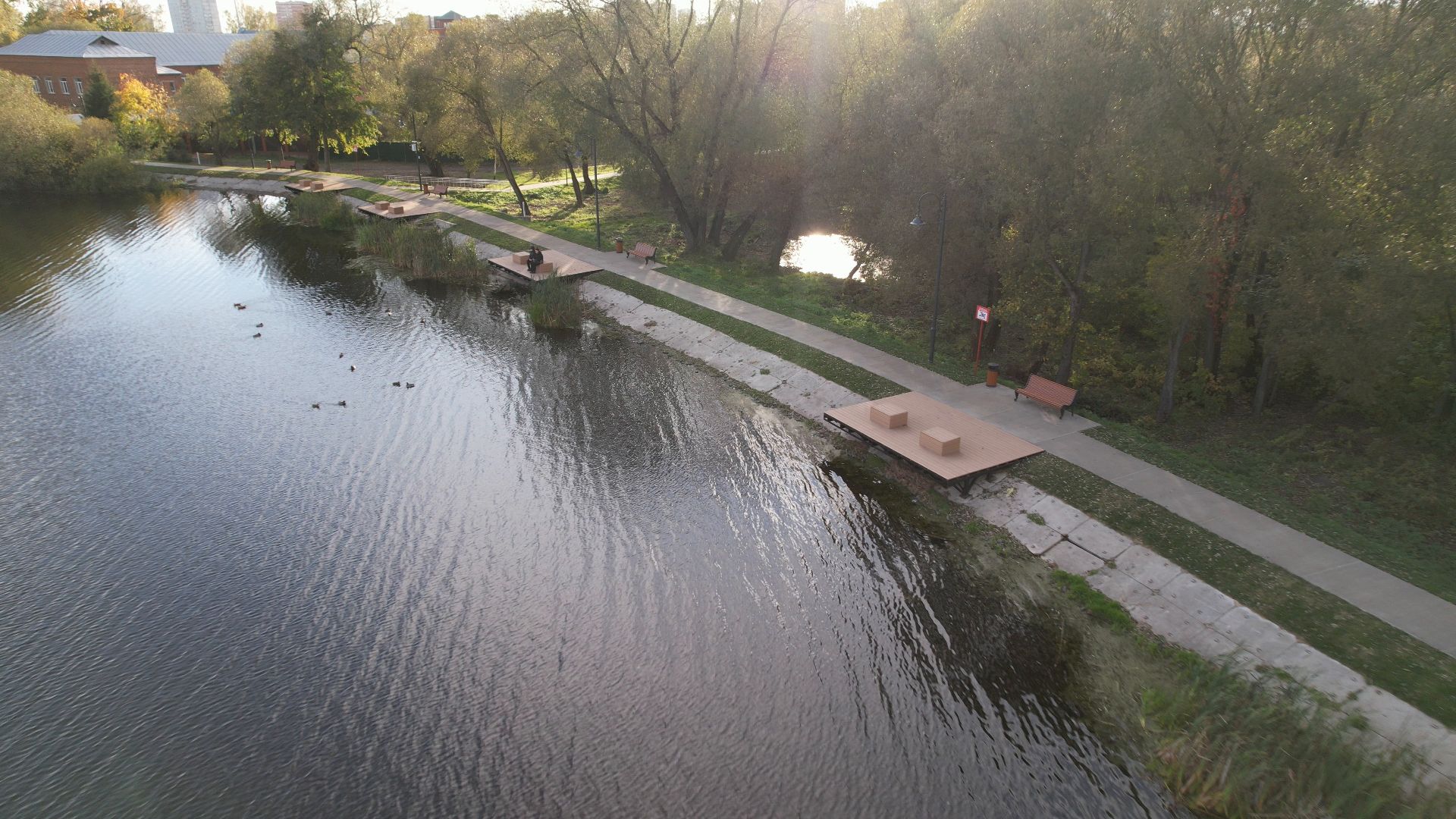 Лобня, Киово, видео с коптера, благоустройство, парк,
