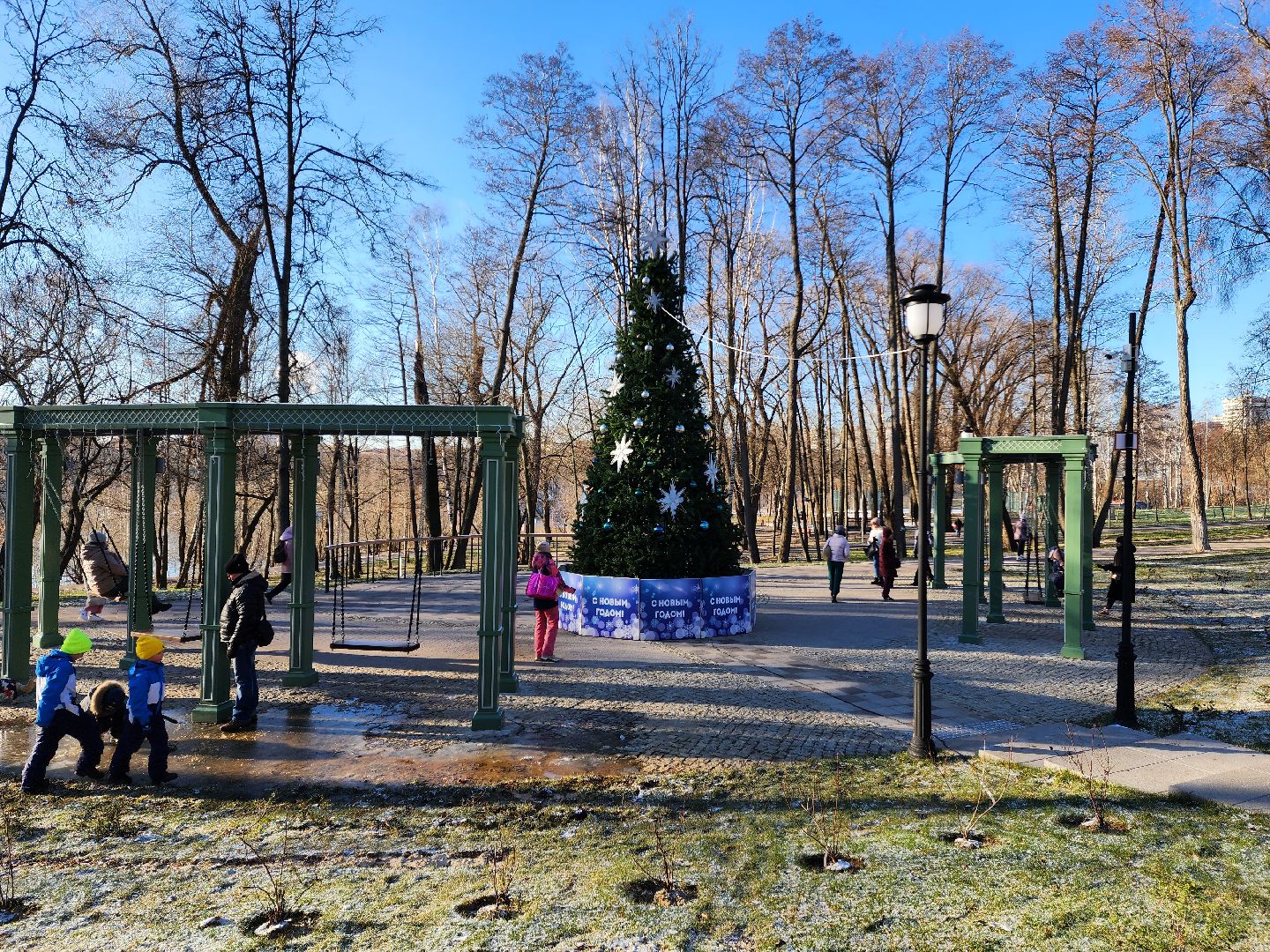 раменское, благоустройство, новогодняя ель в Раменском городском парке,