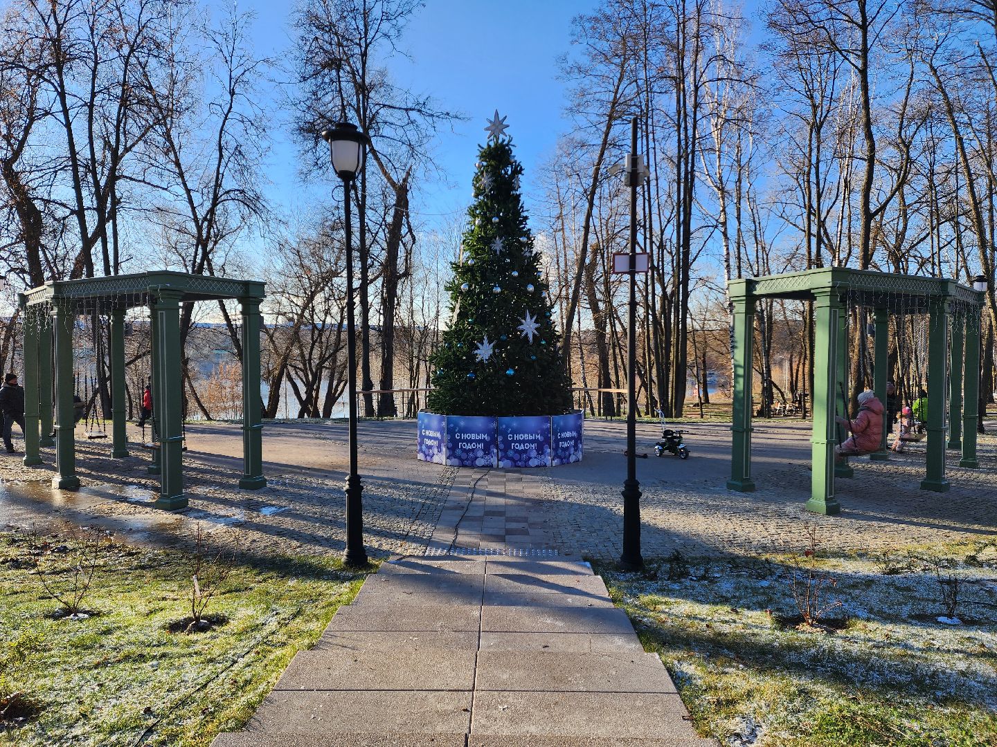 раменское, благоустройство, новогодняя ель в Раменском городском парке,