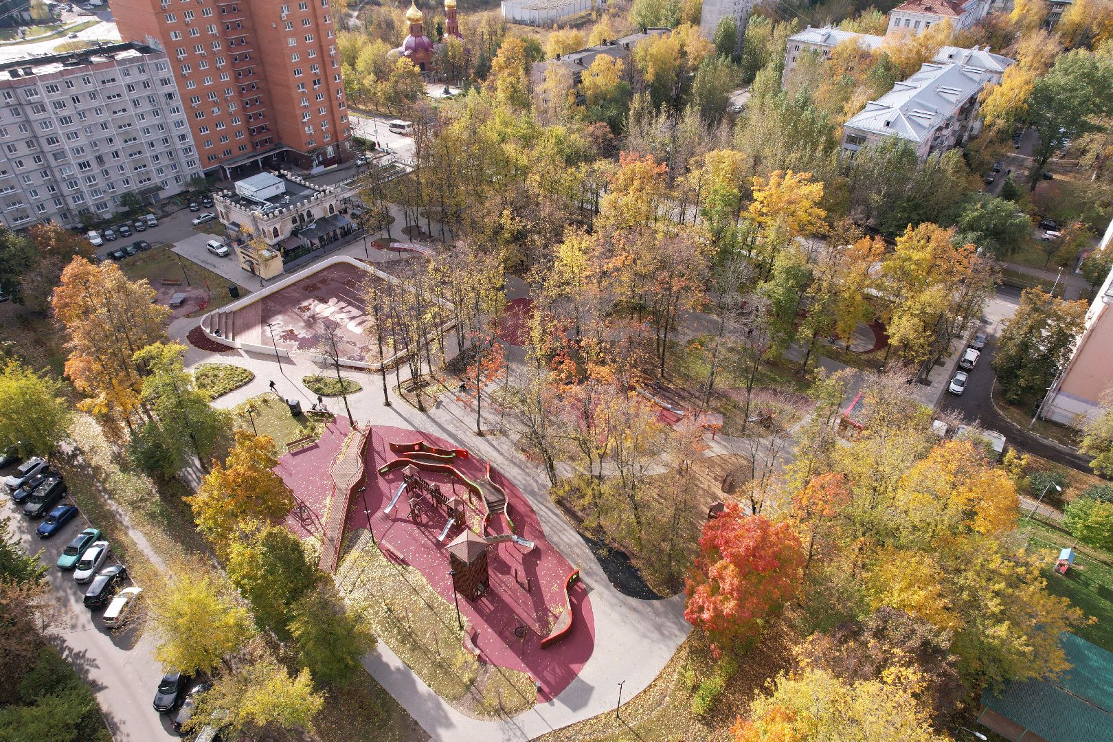 видео с коптера, дзержинский, парк,