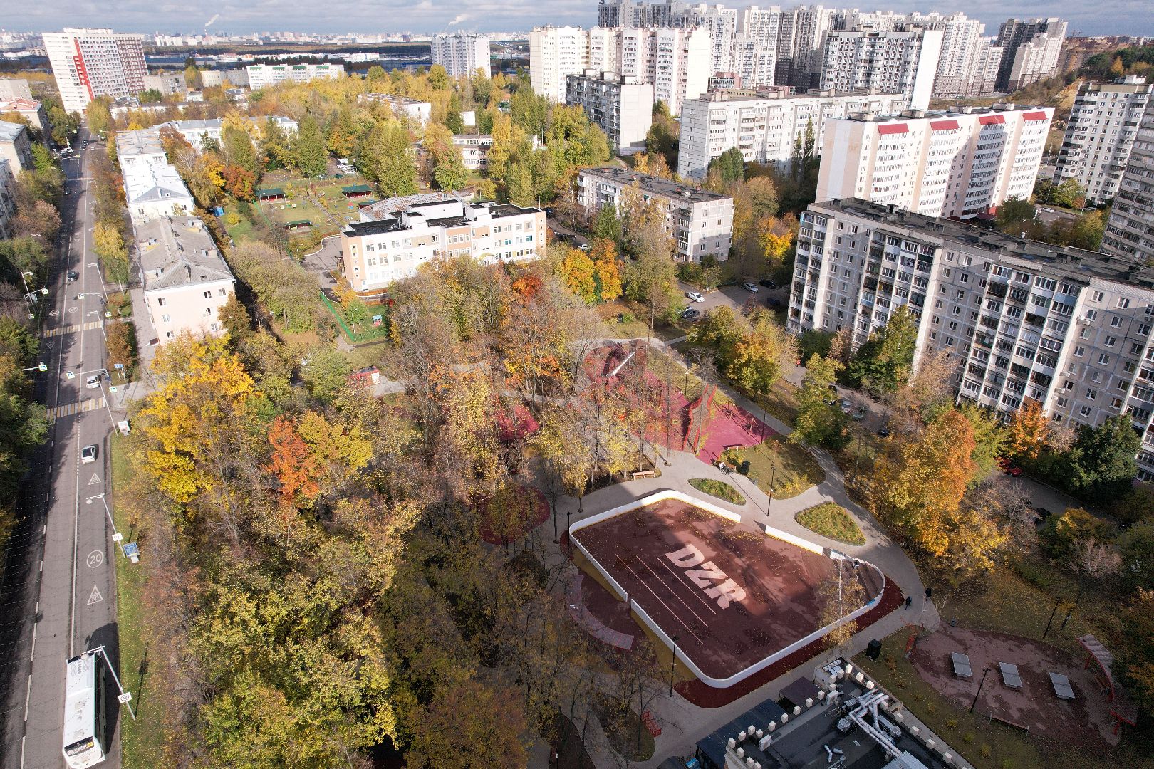видео с коптера, дзержинский, парк,