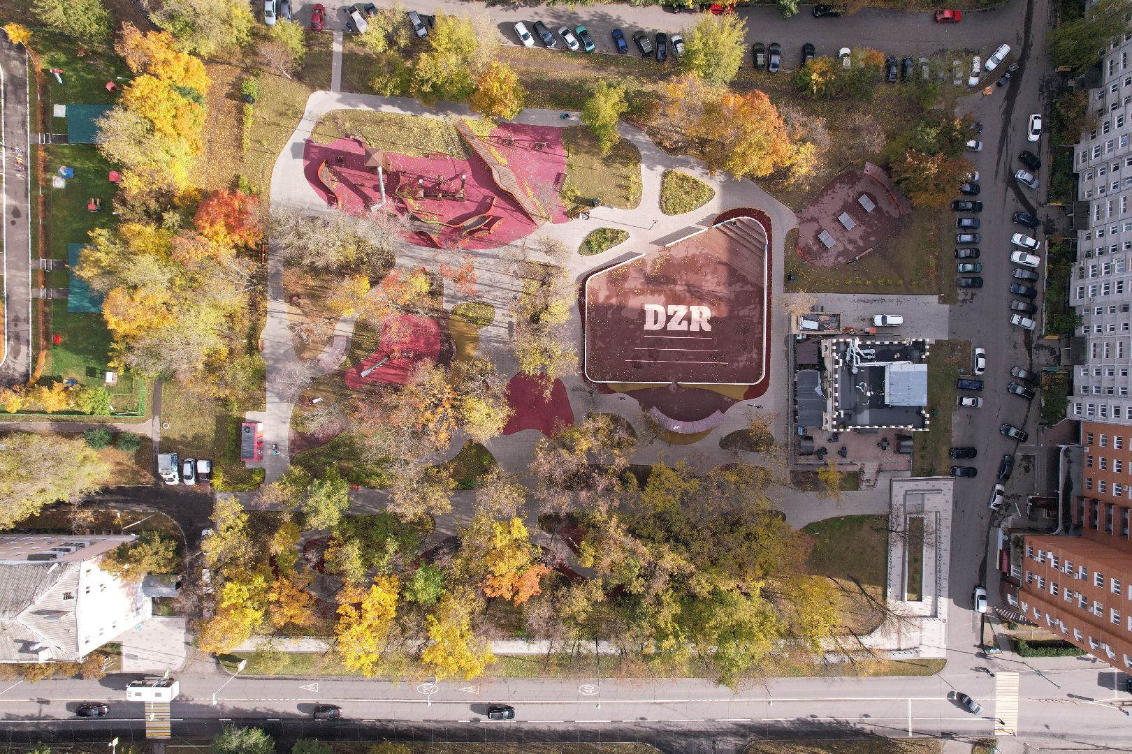 видео с коптера, дзержинский, парк,