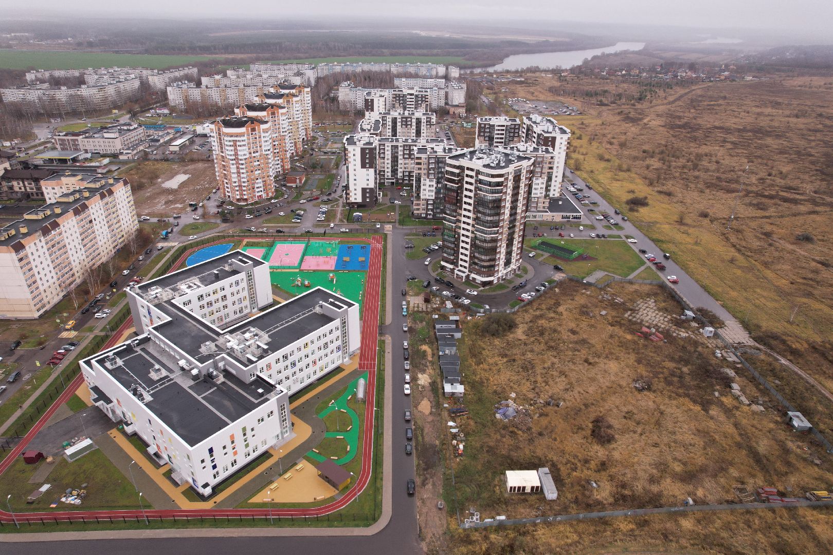 видео с коптера, школа, коломна,