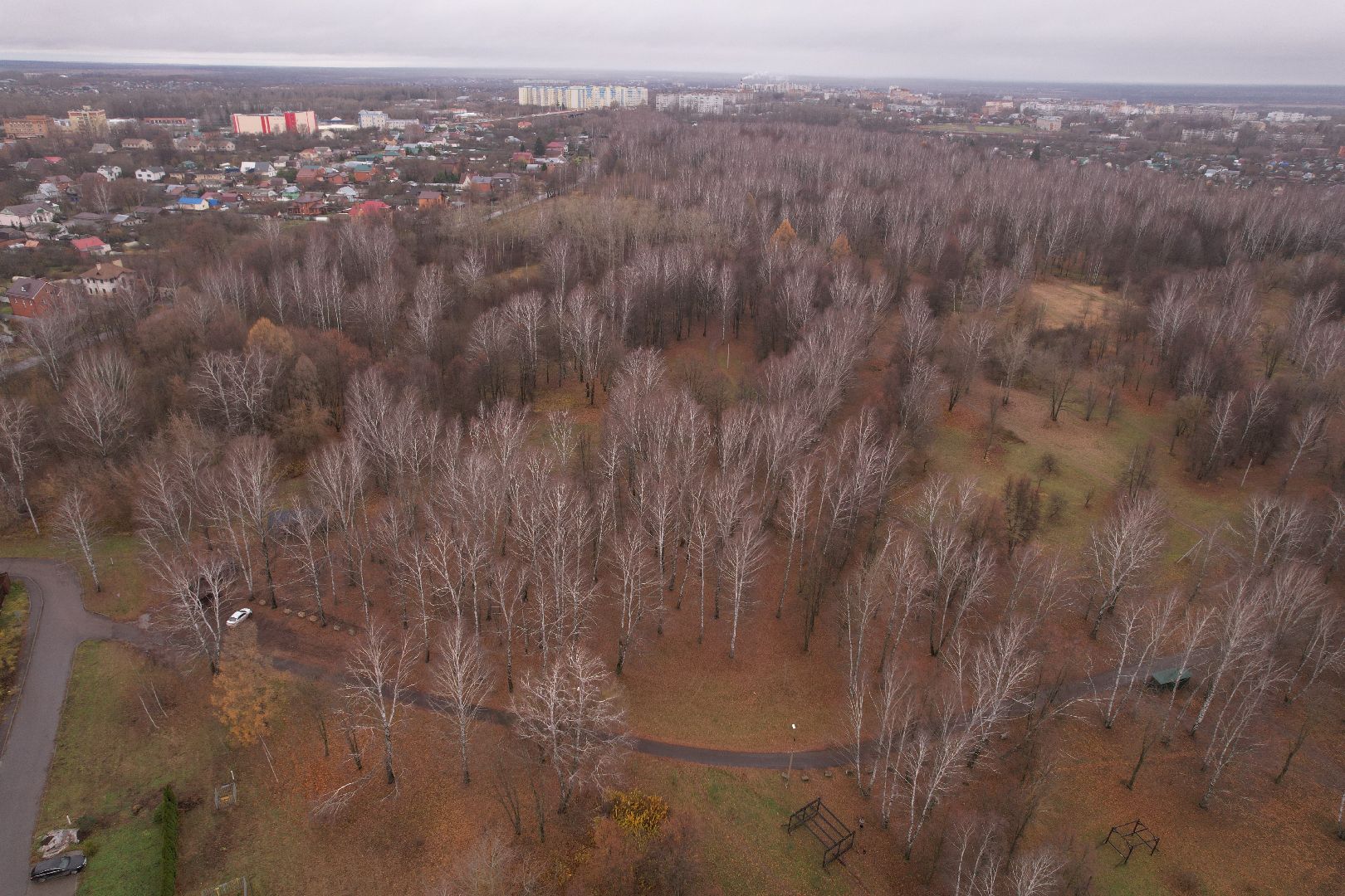 видео с коптера, коломна, парк,