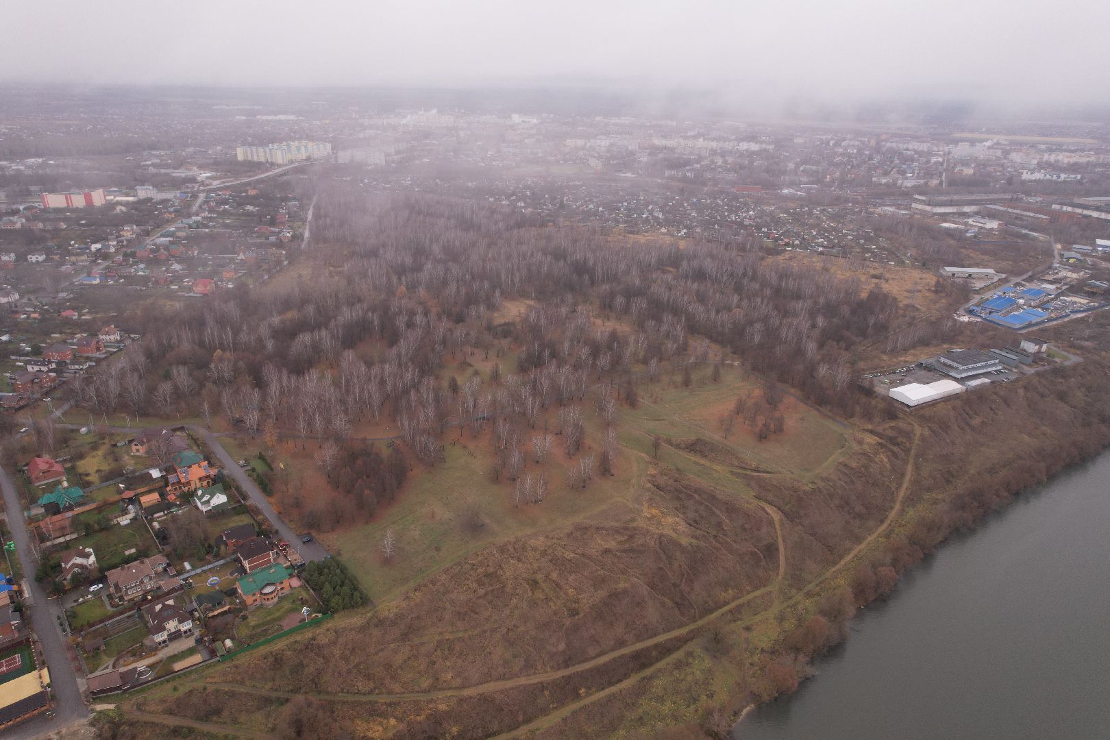 видео с коптера, коломна, парк,