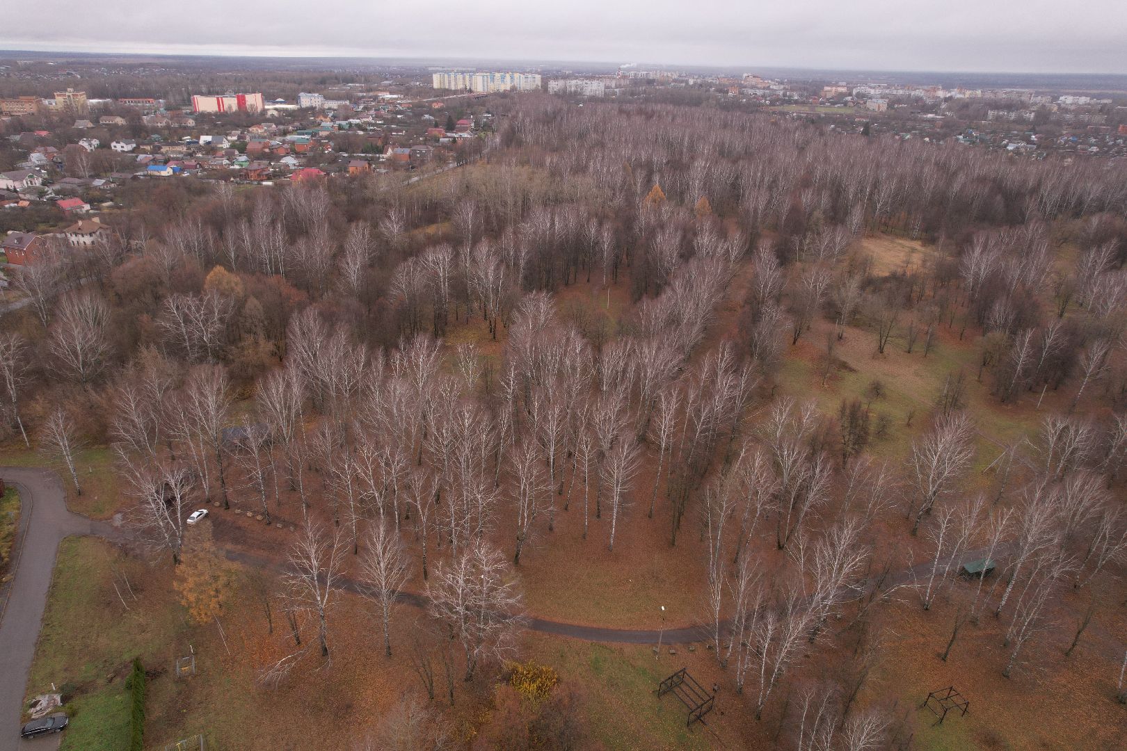видео с коптера, коломна, парк,