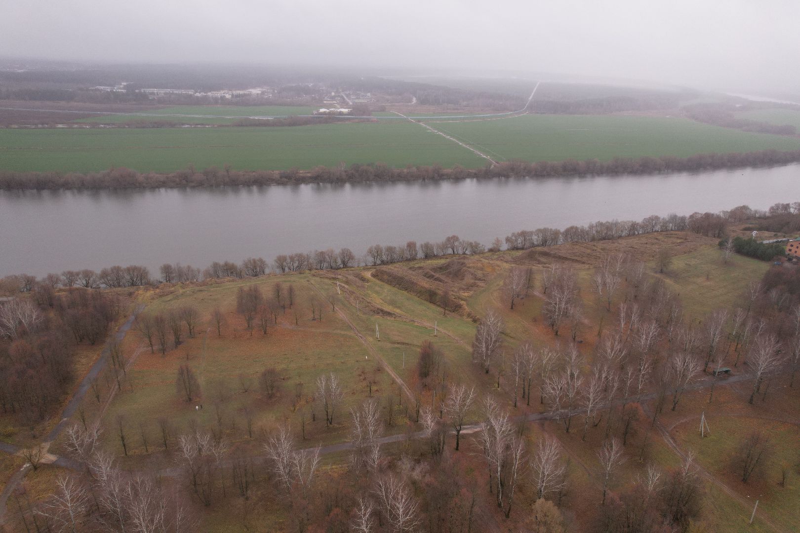 видео с коптера, коломна, парк,