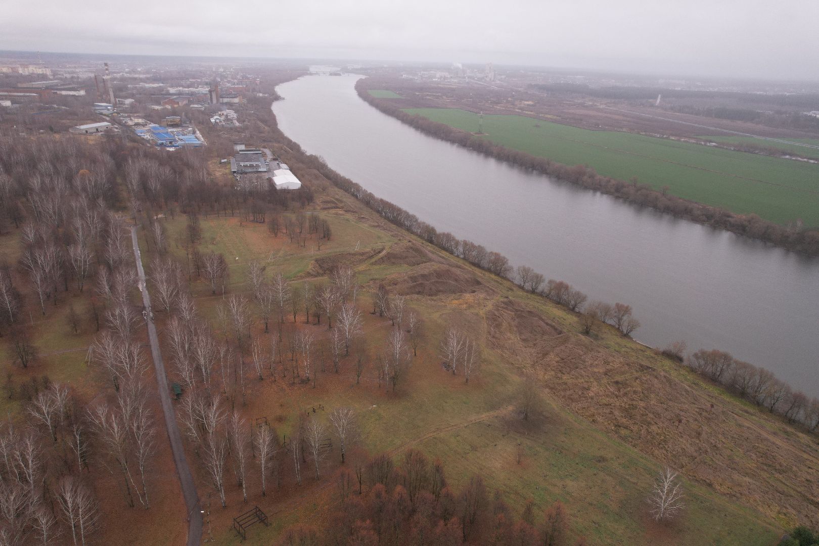 видео с коптера, коломна, парк,