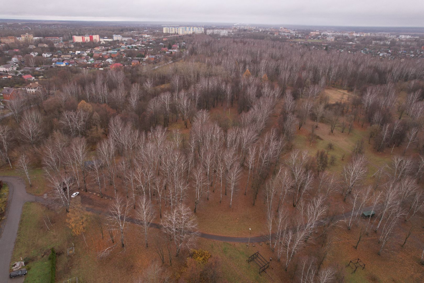 видео с коптера, коломна, парк,