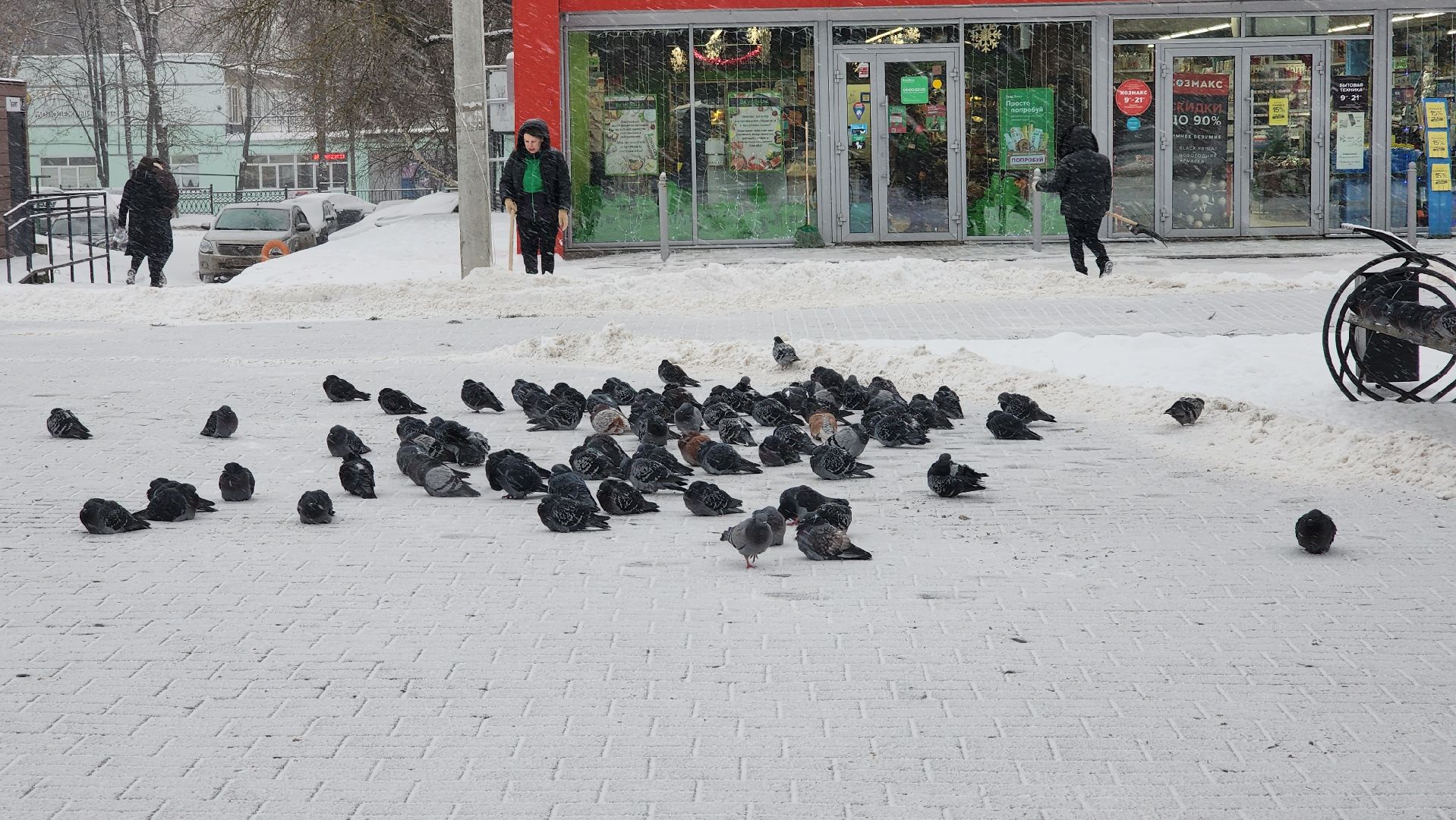 Егорьевск, снег, дворник, дворники, дети, детская площадка,