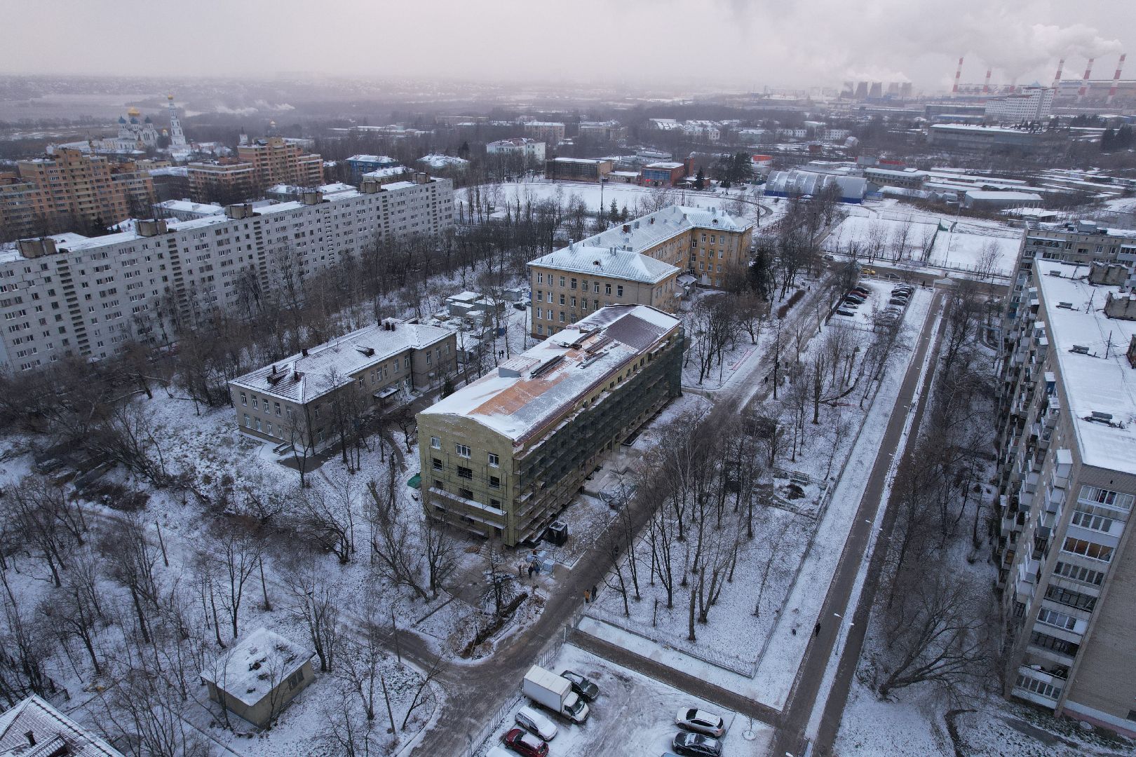 видео с коптера, поликлиника, дзержинский,