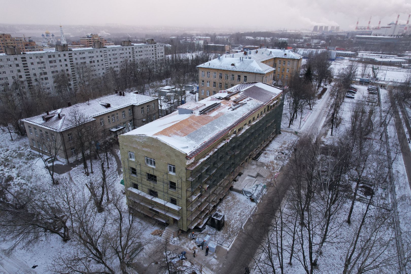 видео с коптера, поликлиника, дзержинский,