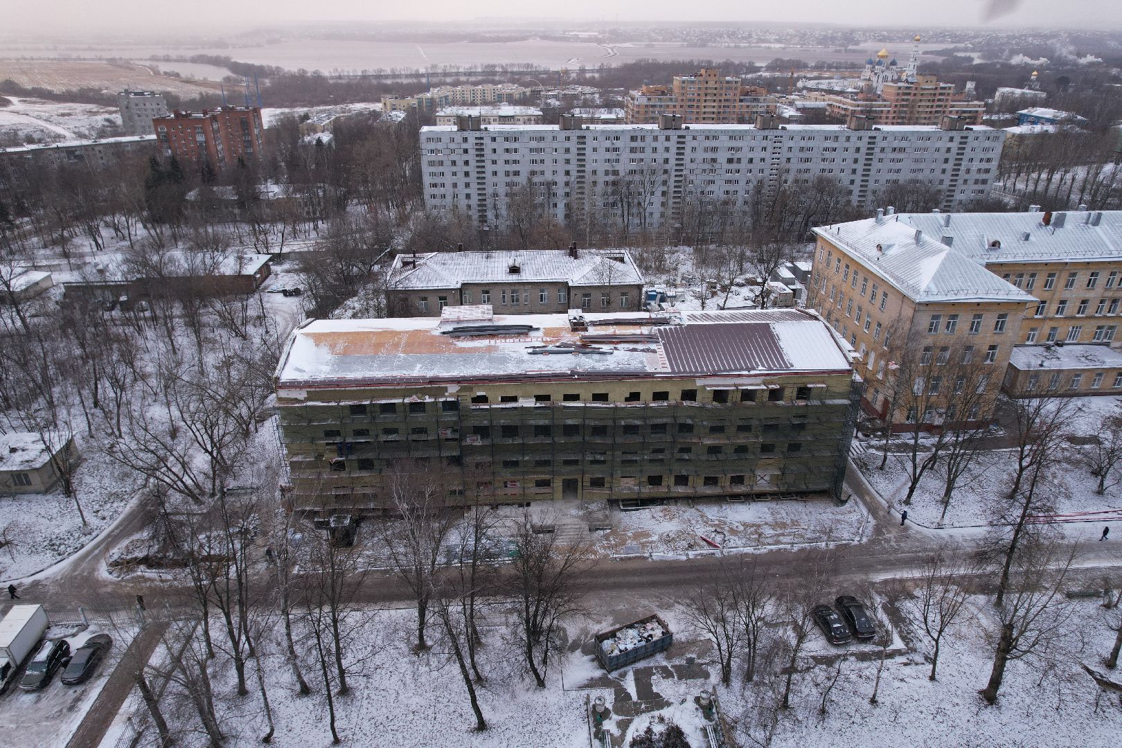 видео с коптера, поликлиника, дзержинский,