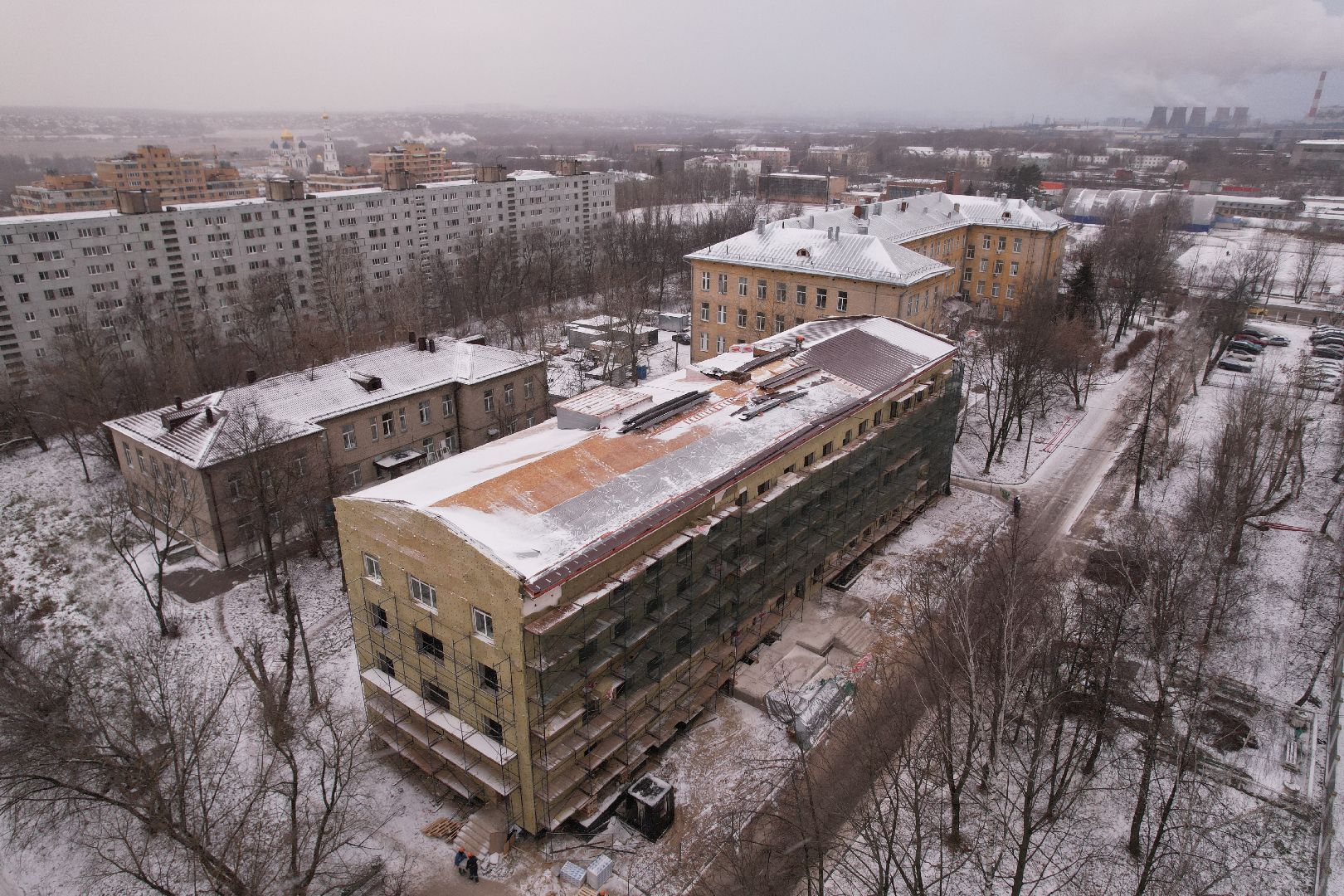 видео с коптера, поликлиника, дзержинский,