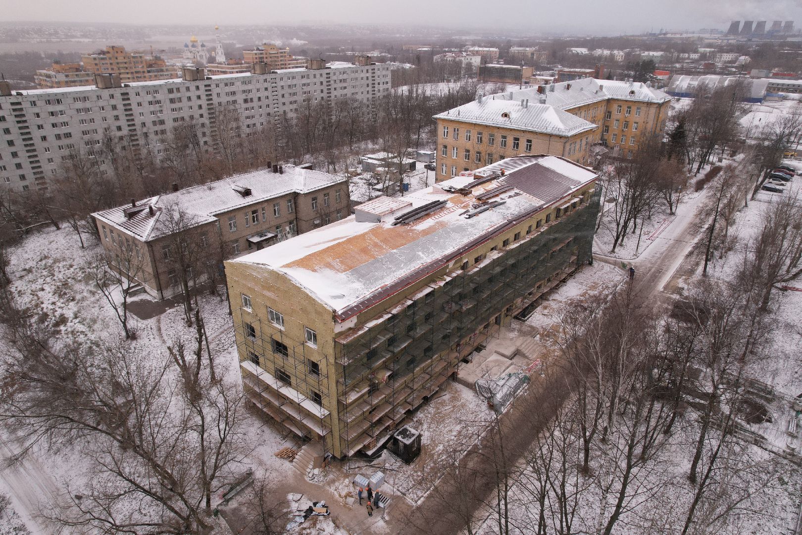 видео с коптера, поликлиника, дзержинский,