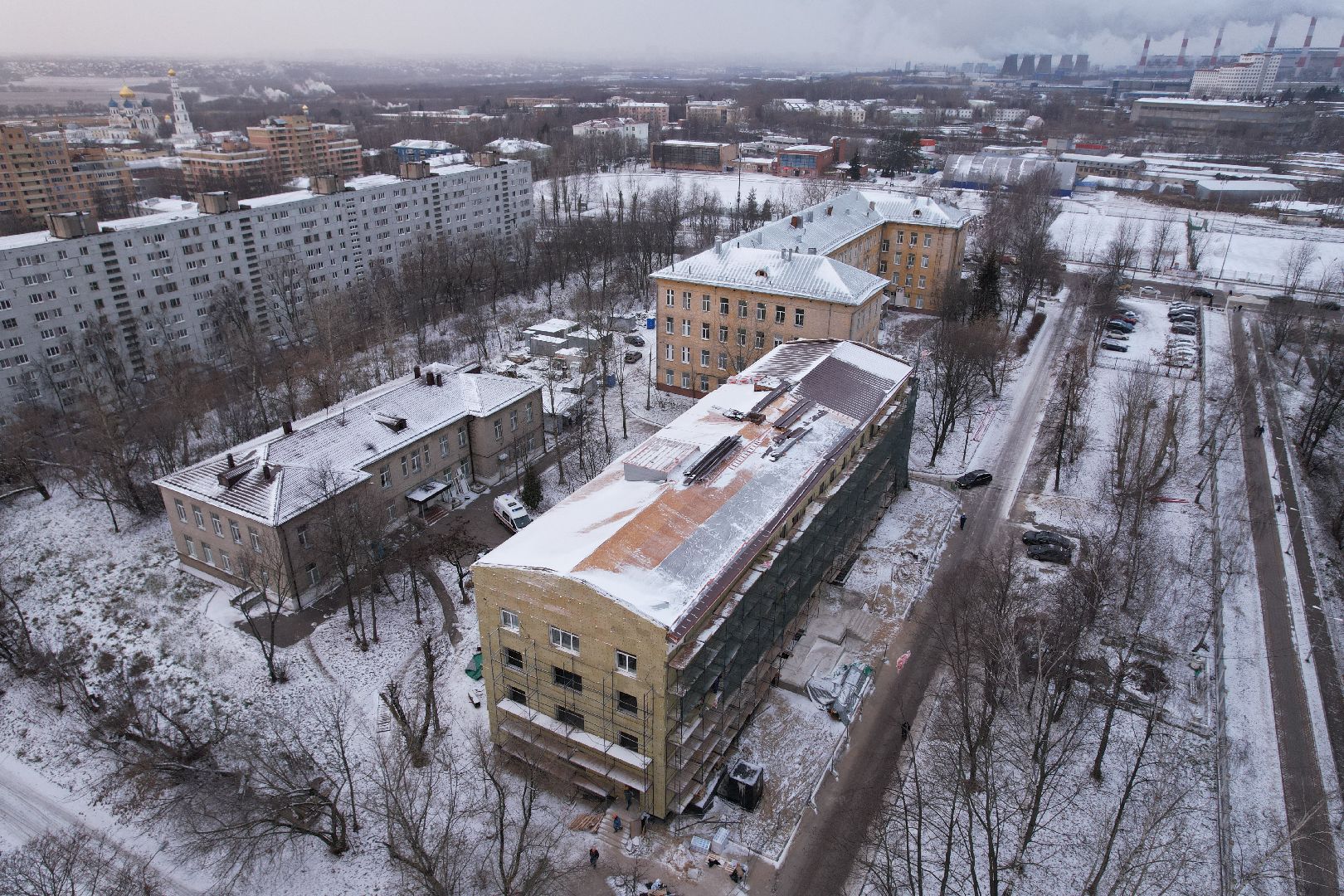 видео с коптера, поликлиника, дзержинский,