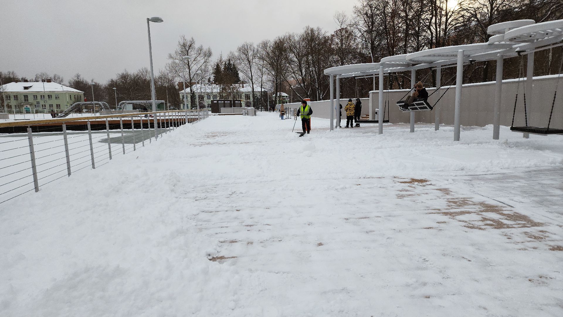 снегопад, Электросталь, зима, коммунальщики, жкх, дороги, уборка дворов, уборка дорог, уборка общественных территорий, уборка снега, оттепель,