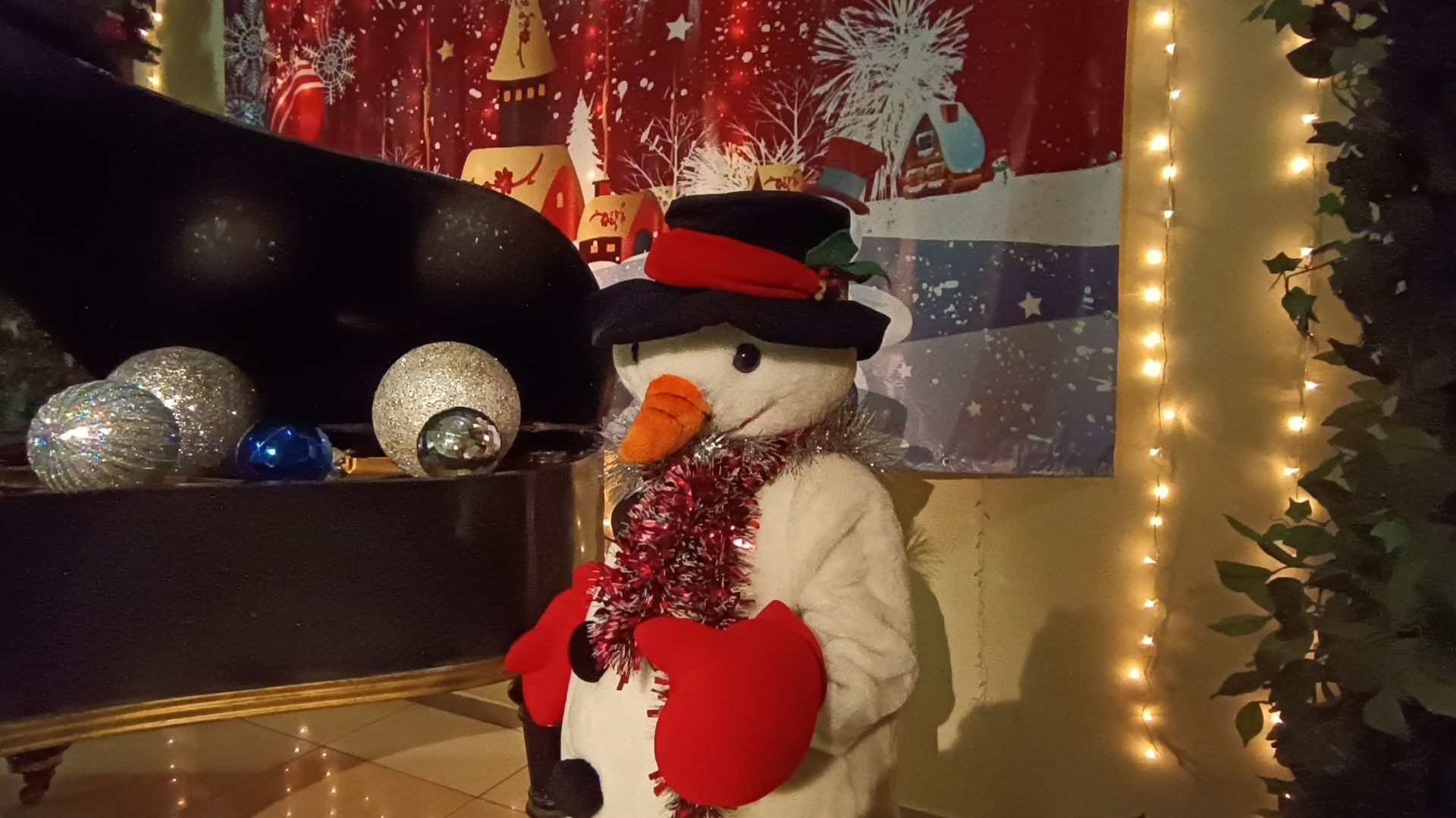 новый год, ёлка, снеговик,