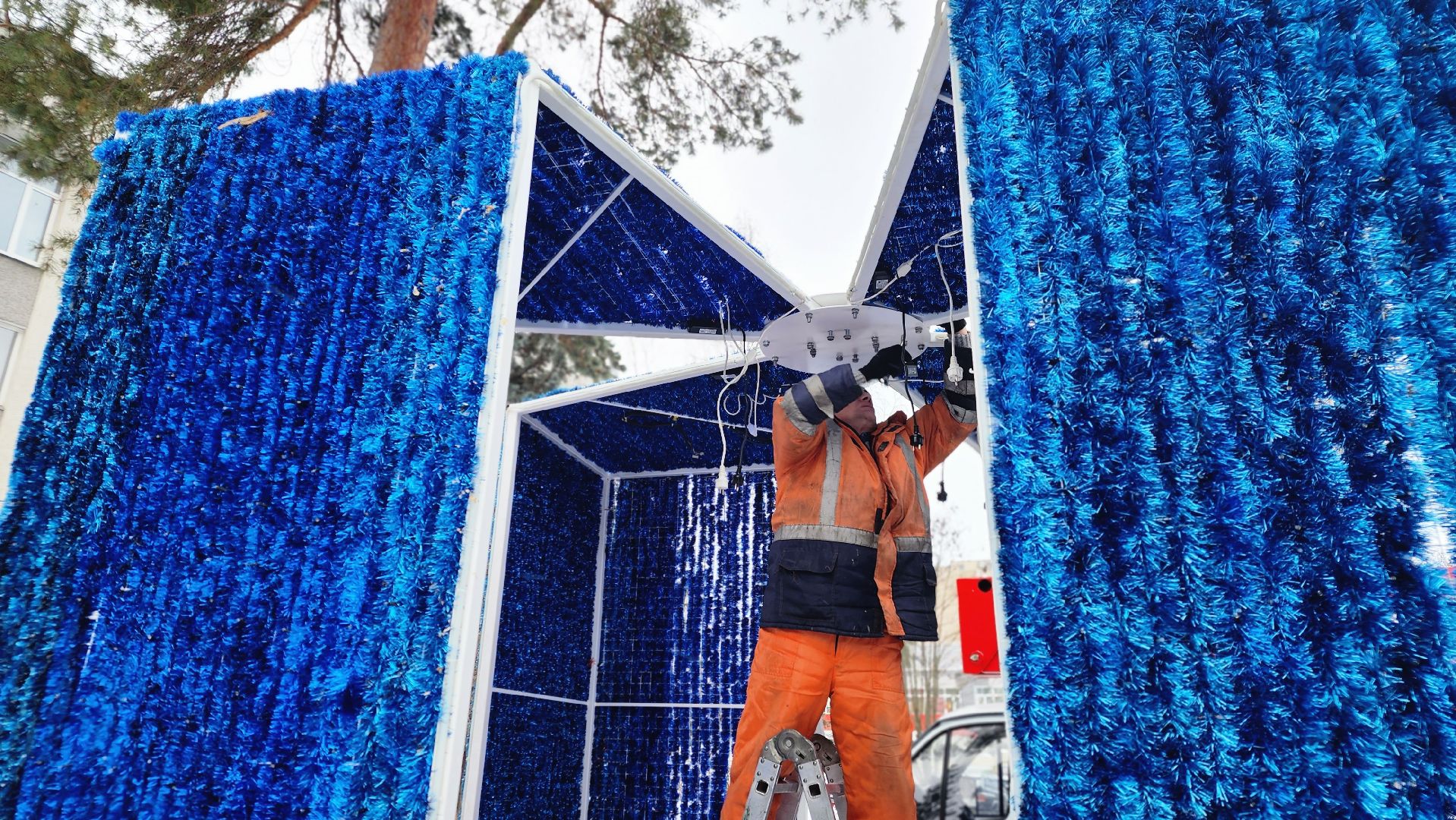 новый год, украшения, протвино, иллюминация, комбинат благоустройства,