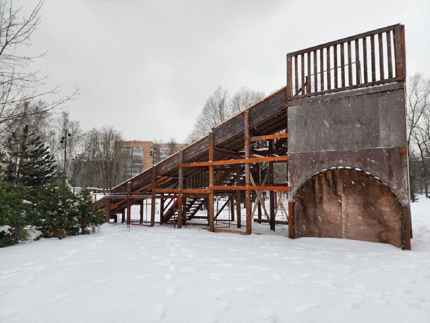 мытищи, Зима в Подмосковье, Центральный парк, Тюбинг, Горка,
