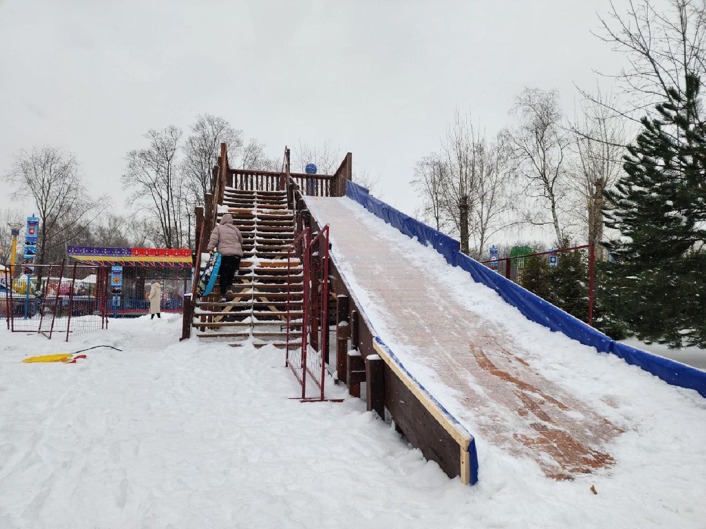 мытищи, Зима в Подмосковье, Центральный парк, Тюбинг, Горка,